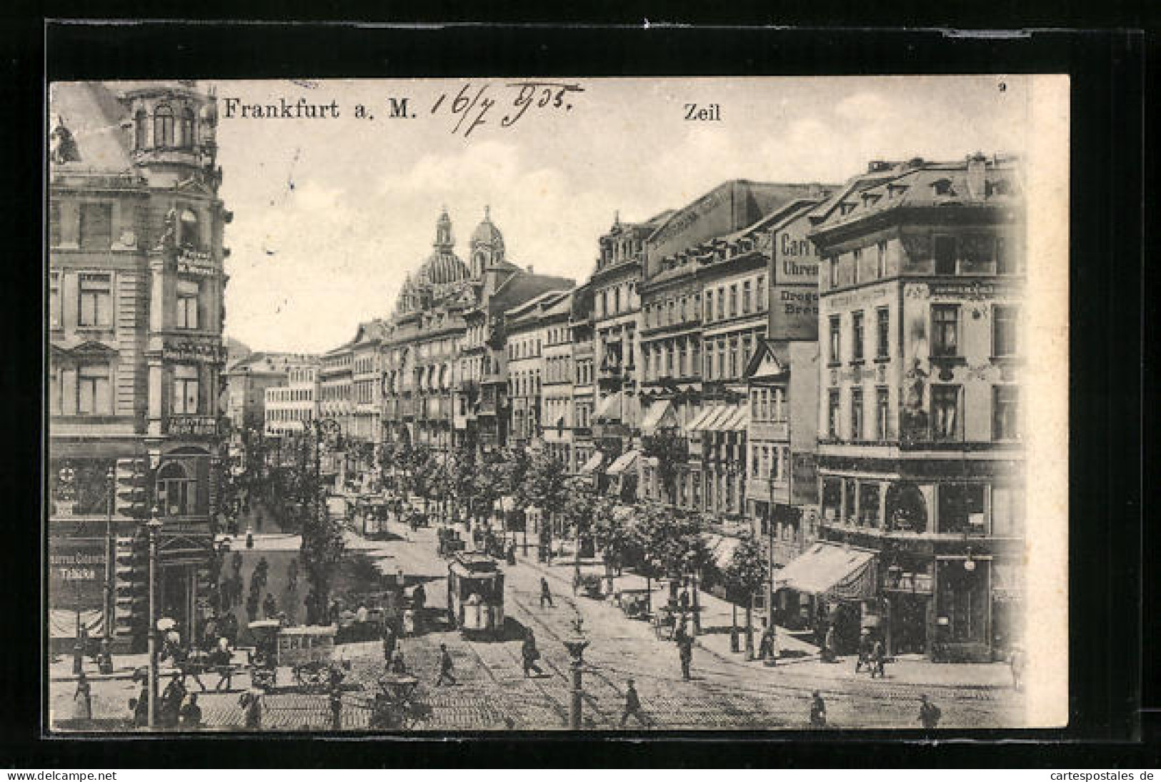 AK Frankfurt A. M., Zeil Mit Geschäften Und Strassenbahn  - Strassenbahnen