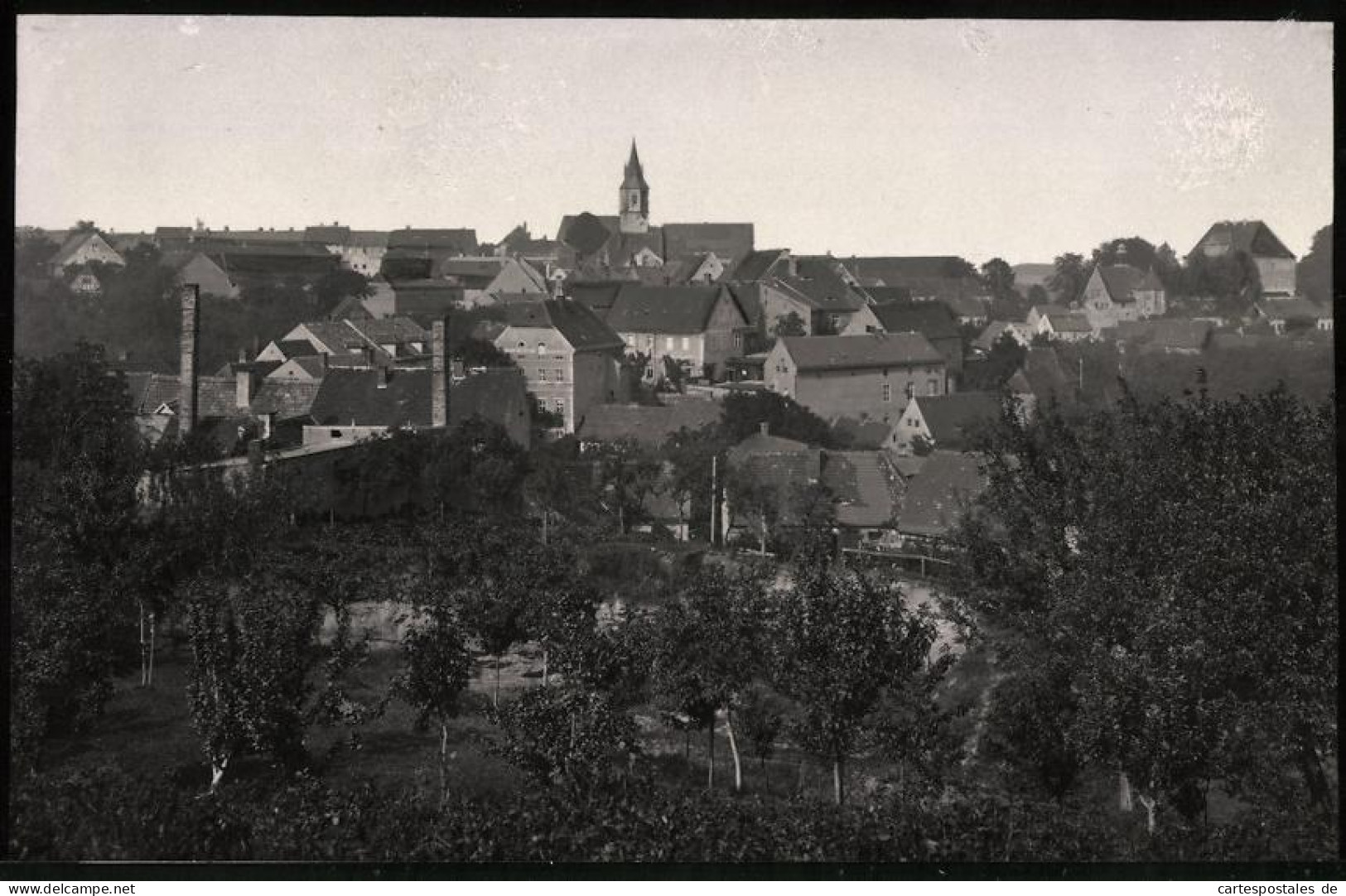 Fotografie Brück & Sohn Meissen, Ansicht Mutzschen I. Sa., Blick Auf Die Stadt Mit Kirchturm  - Plaatsen