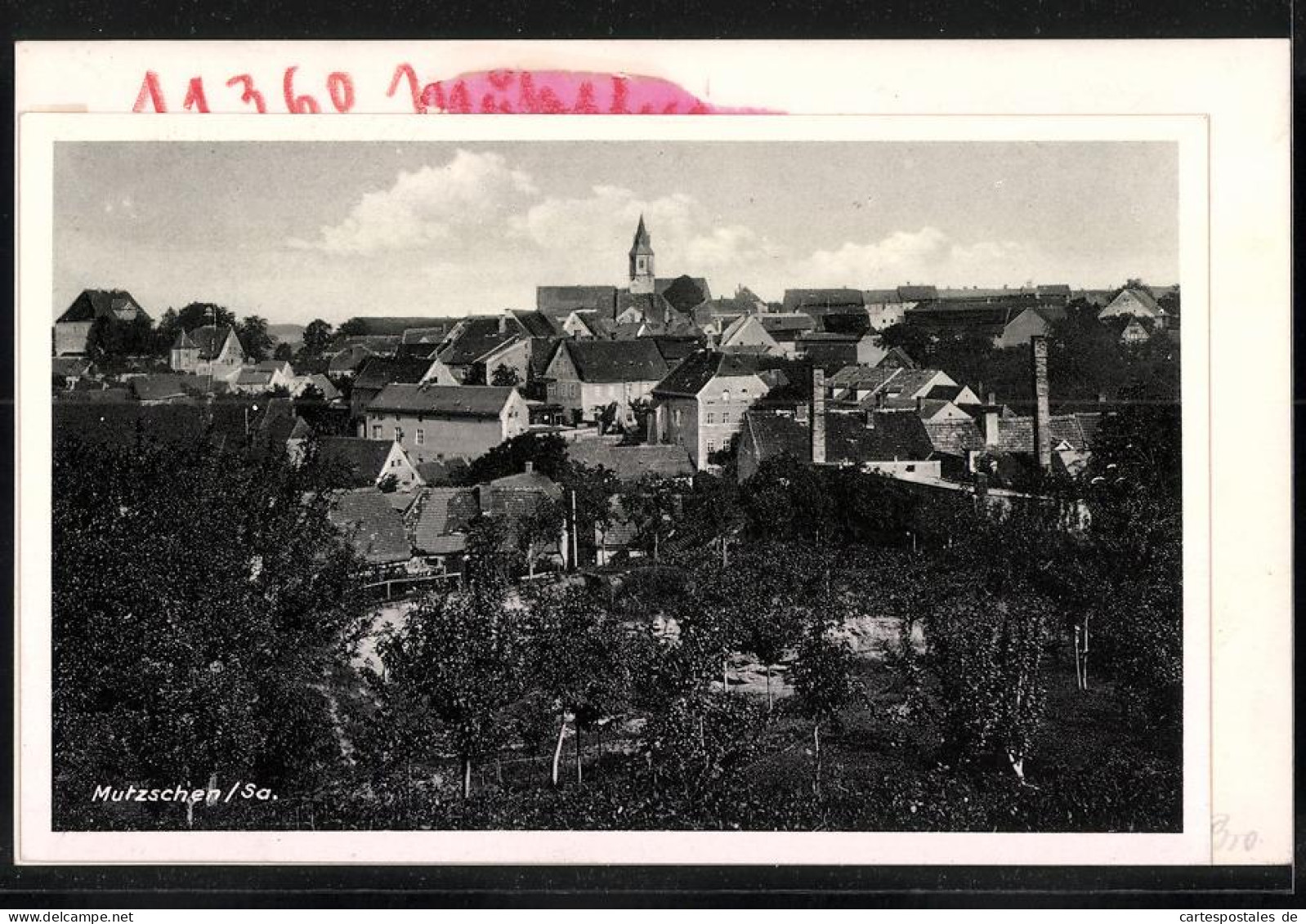 Fotografie Brück & Sohn Meissen, Ansicht Mutzschen I. Sa., Blick Auf Die Stadt Mit Kirchturm  - Plaatsen