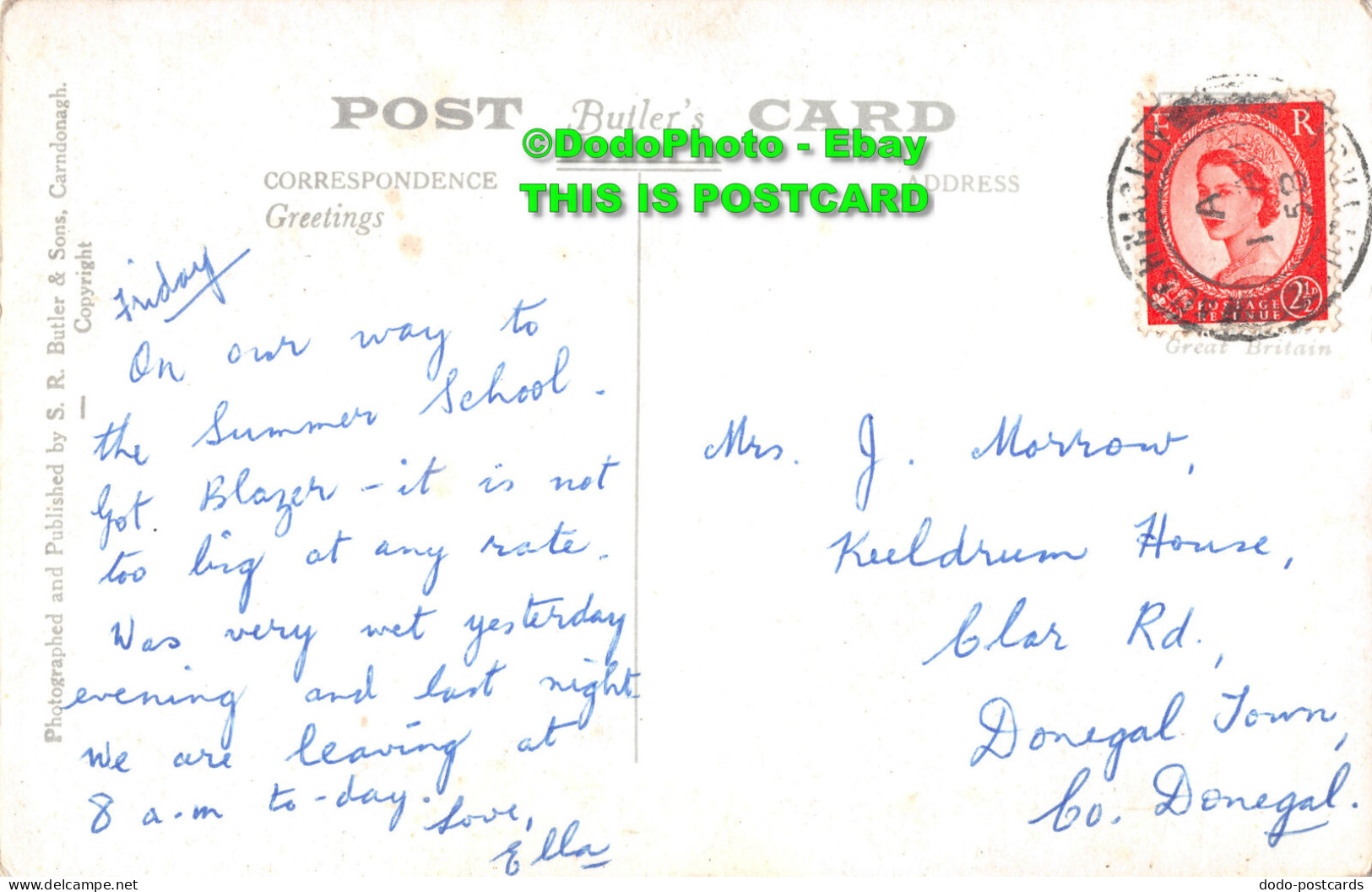 R452345 Donegal Castle. S. R. Butler. Postcard - Wereld
