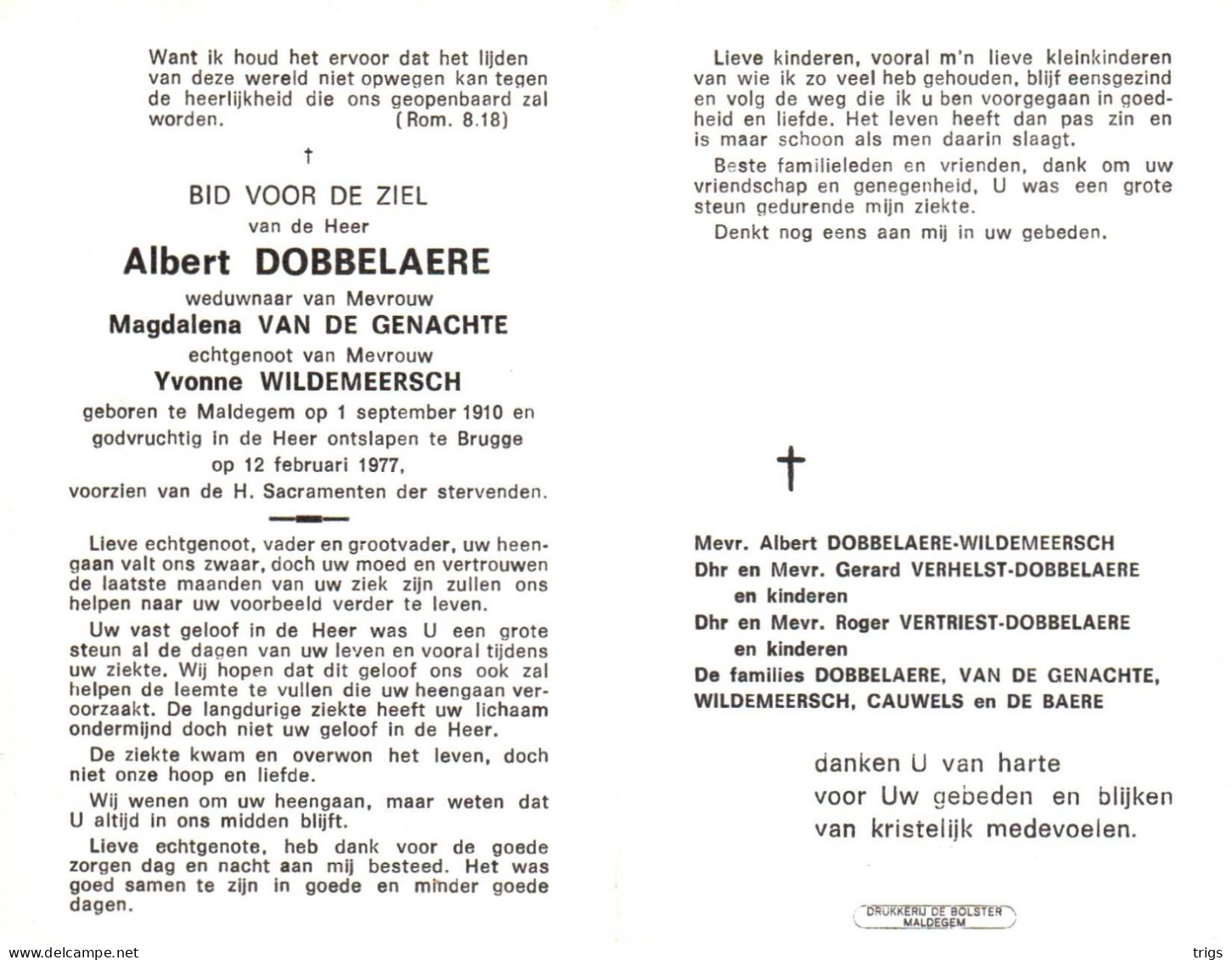 Albert Dobbelaere (1910-1977) - Devotion Images