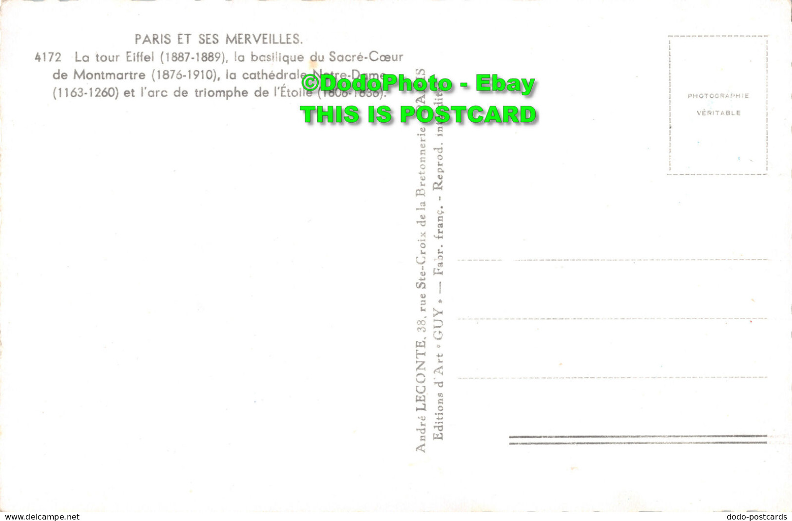 R452532 Paris Et Ses Merveilles. 4172. La Tour Eiffel 1887 1889. Sacre Coeur. No - World