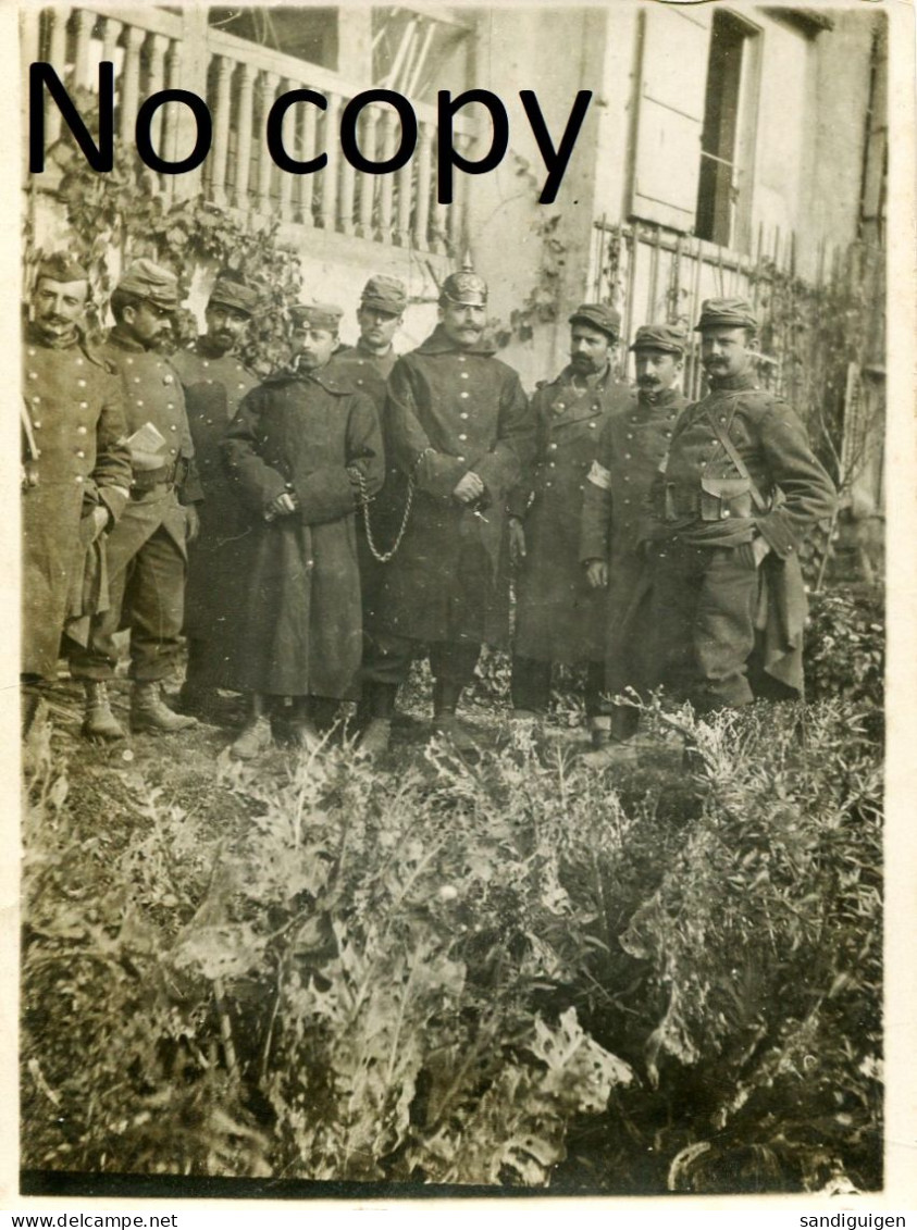 PHOTO FRANCAISE - POILUS ET PRISONNIERS BAVAROIS A CHAMPENOUX PRES DE NANCY MEURTHE ET MOSELLE GUERRE 1914 1918 - Krieg, Militär