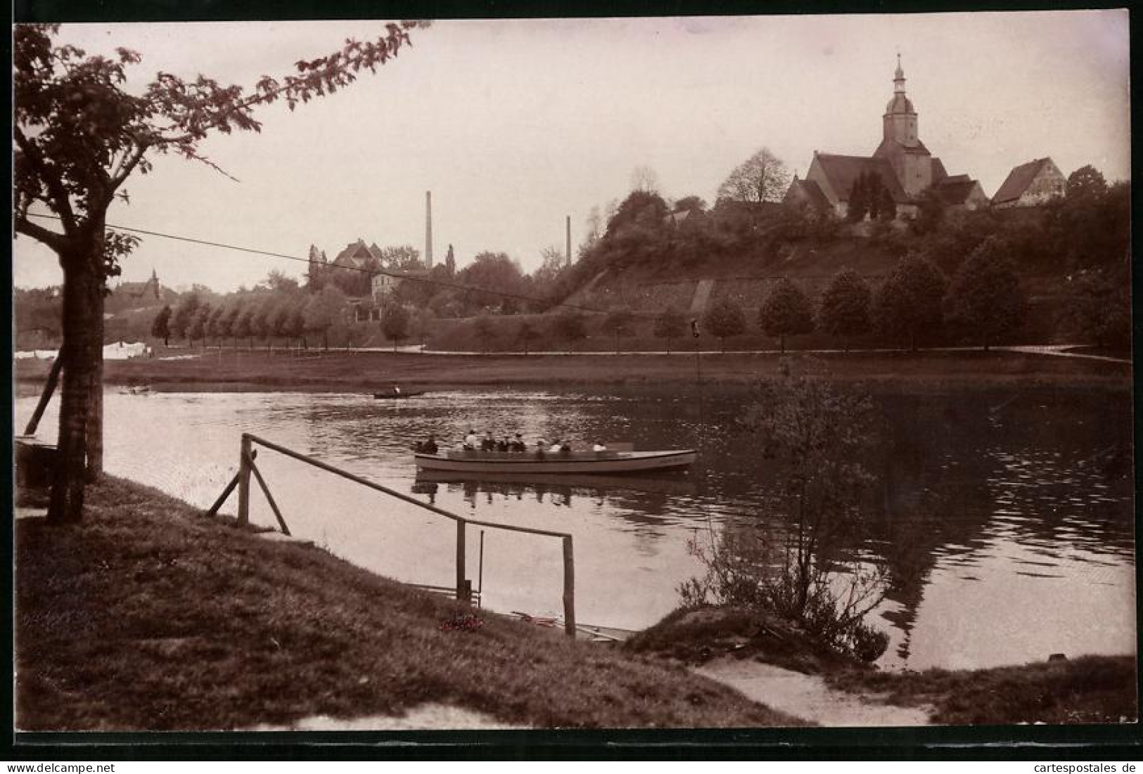 Fotografie Brück & Sohn Meissen, Ansicht Nerchau A. D. Mulde, Muldenpartie Mit Blick Zum Ort  - Orte