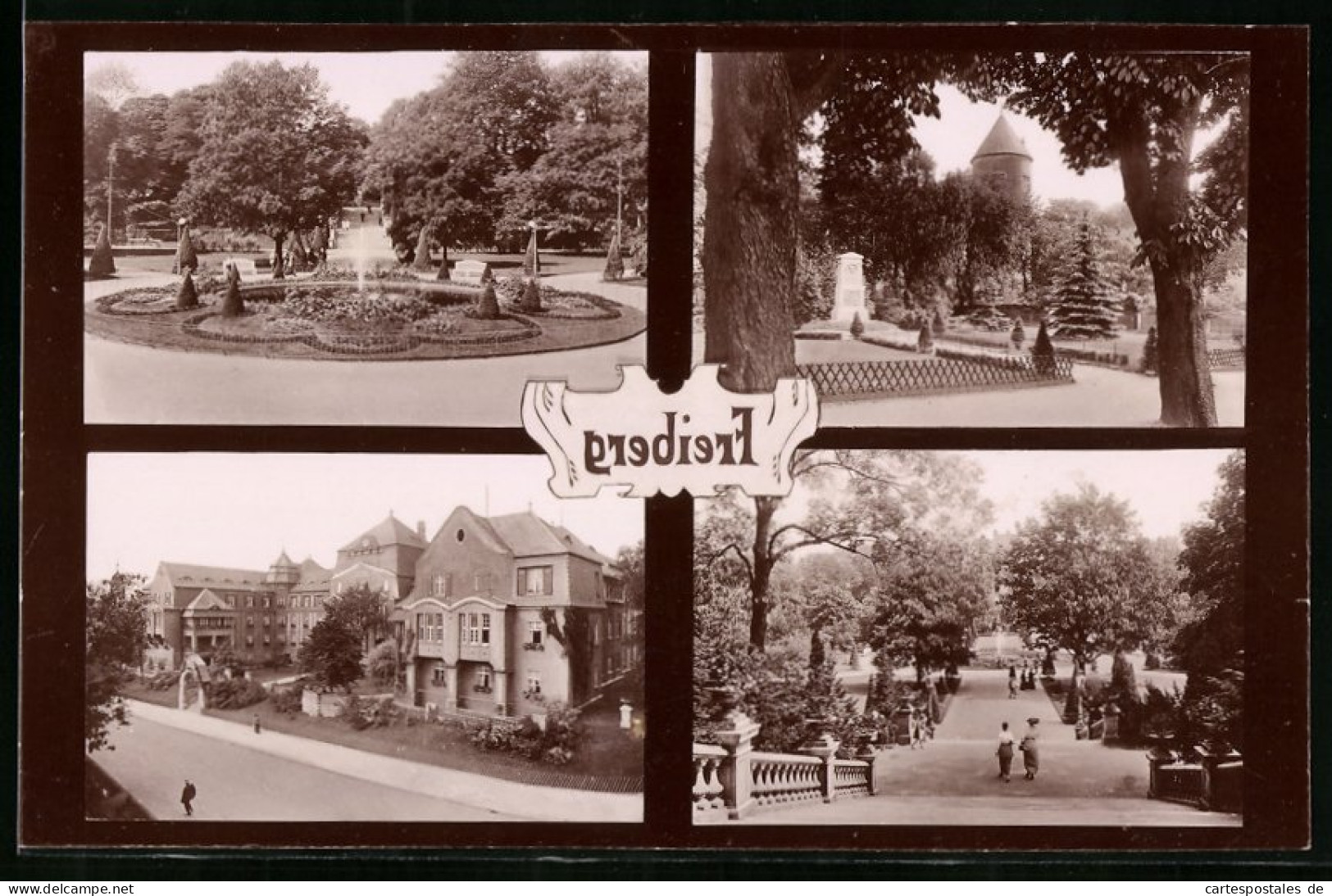 Fotografie Brück & Sohn Meissen, Ansicht Freiberg I. Sa., St. Johannisstift, Albertpark Und Schlossplatz, Spiegelverk  - Places