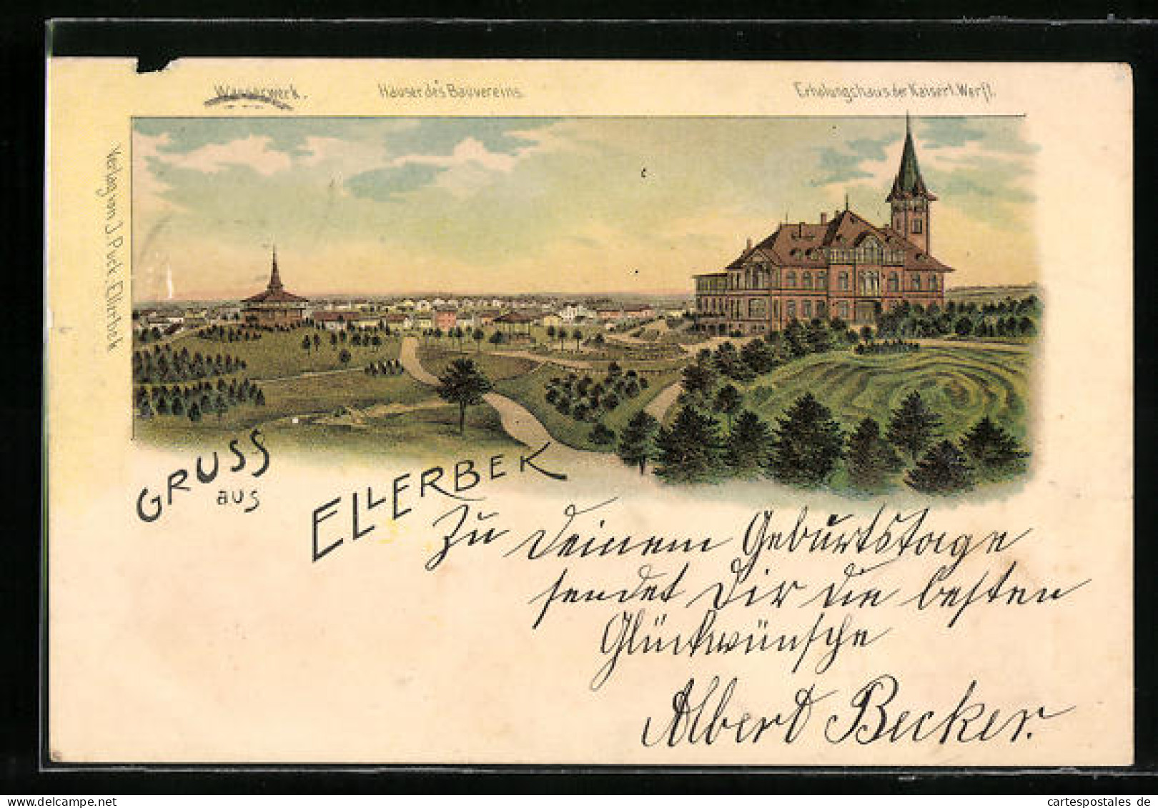 Lithographie Ellerbek, Häuser Des Bauvereins  - Autres & Non Classés