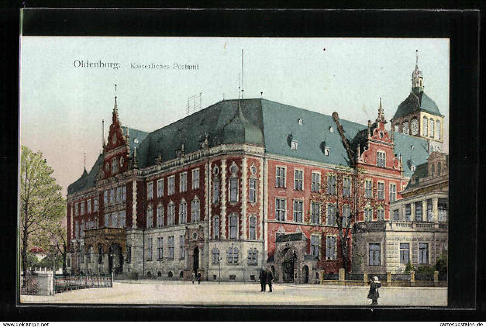 Goldfenster-AK Oldenburg, Passanten Vor Dem Kaiserlichen Postamt Mit Leuchtenden Fenstern  - Autres & Non Classés