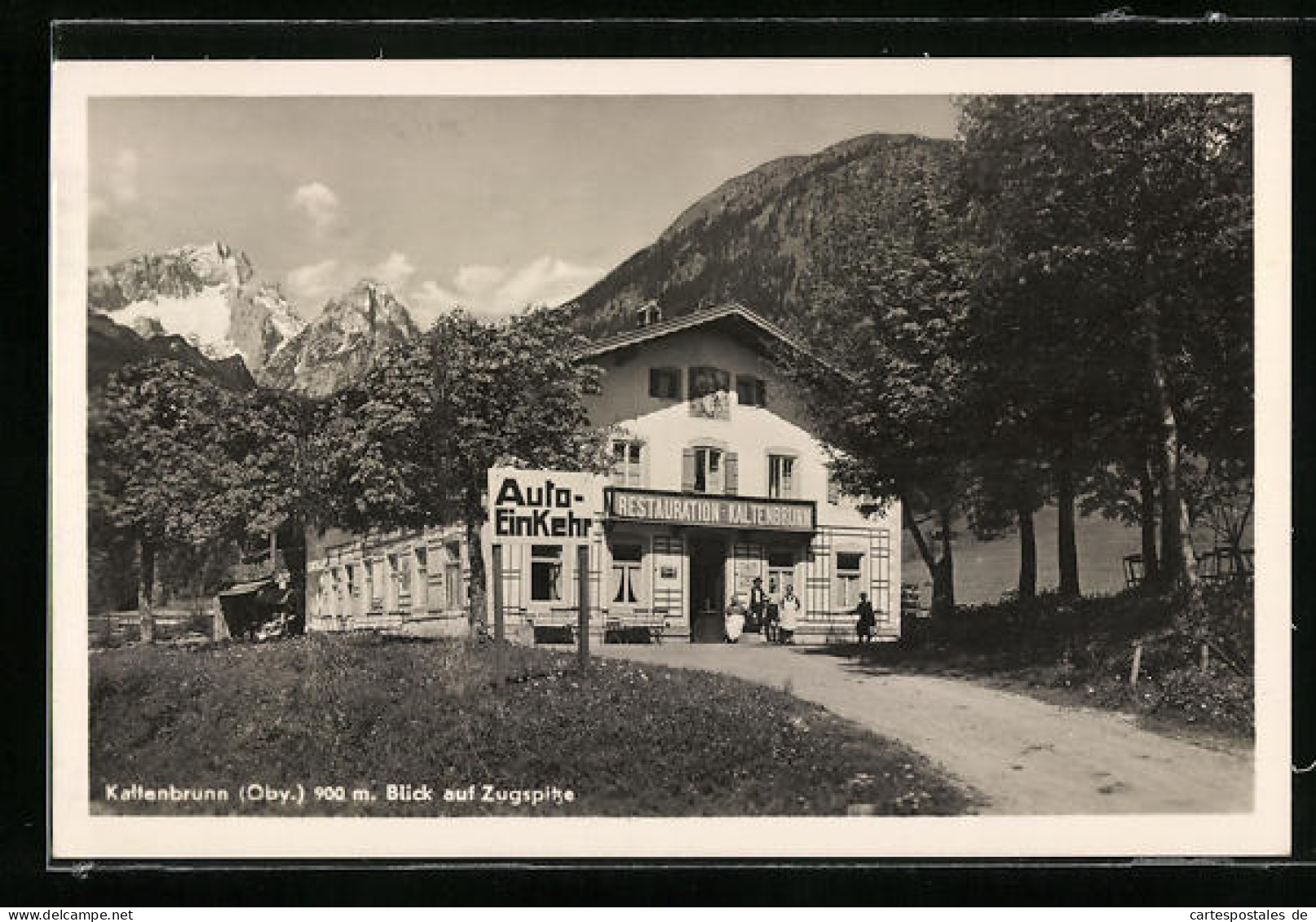 AK Kaltenbrunn, Restauration Kaltenbrunn Mit Blick Auf Die Zugspitze  - Zugspitze