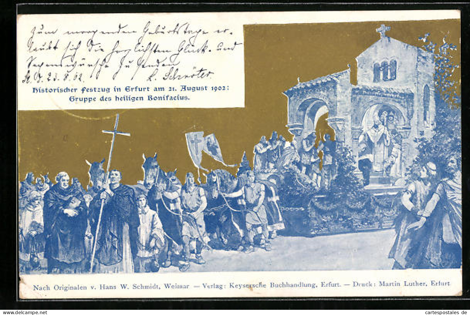 Künstler-AK Erfurt, Historischer Festzug Am 21. Aug. 1902, Gruppe Des Heiligen Bonifacius  - Erfurt