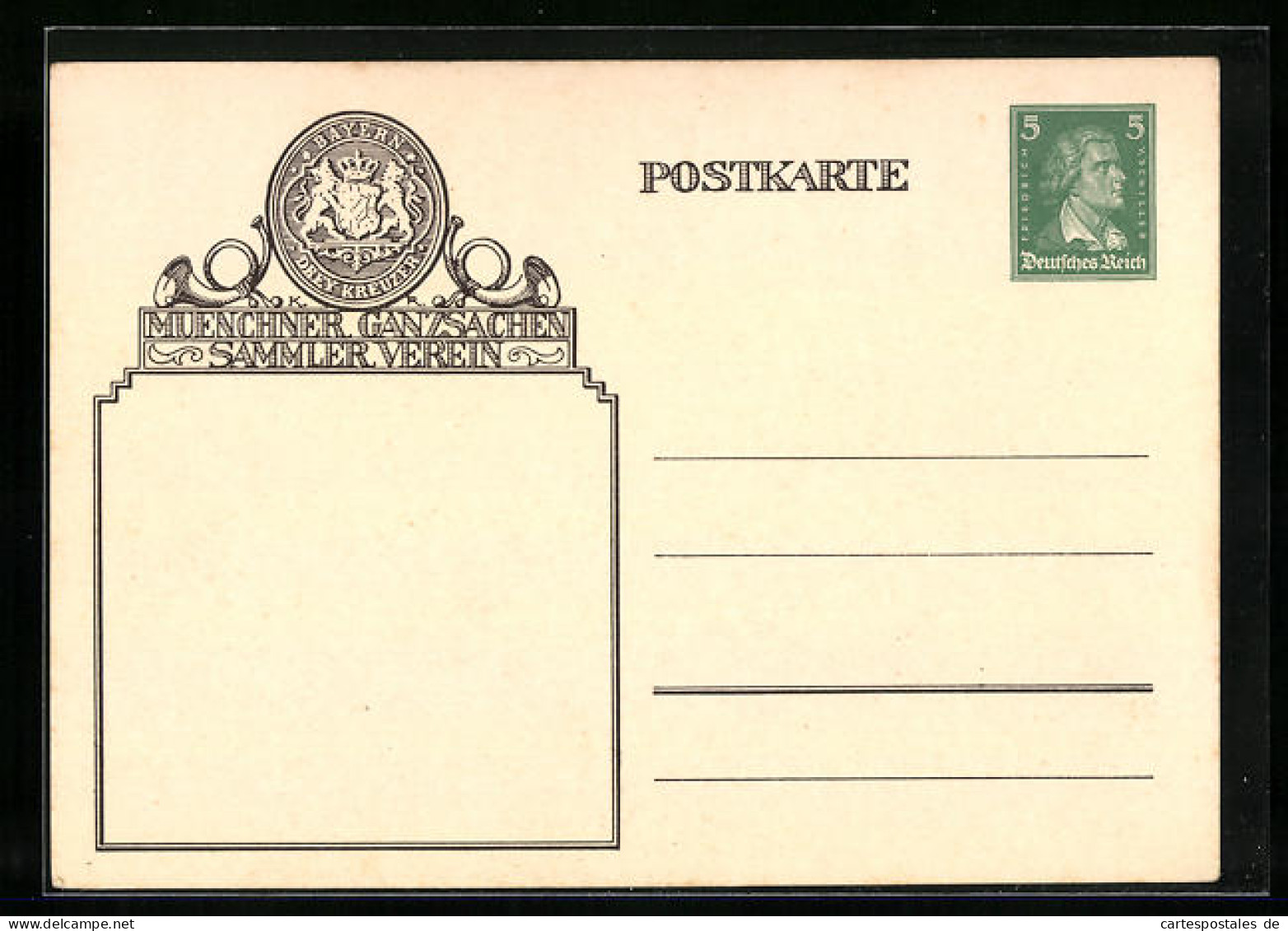 AK Münchner Ganzsachen Sammler Verein, Wappen, Ganzsache  - Briefmarken (Abbildungen)