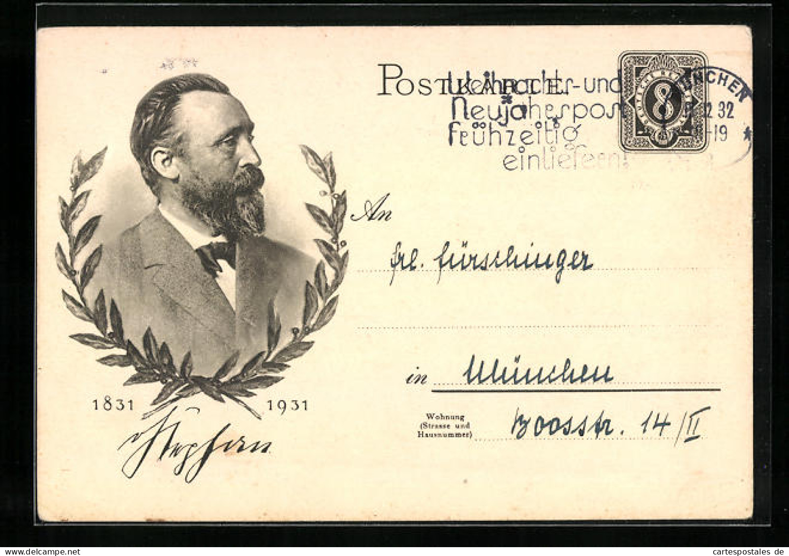 AK Portrait H. Von Stephan, Ganzsache  - Briefkaarten