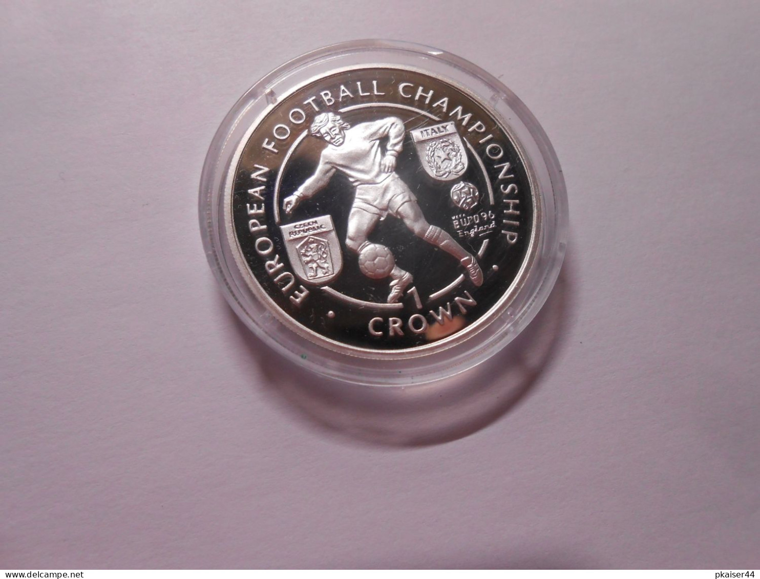 GB  Isle Of Man  1996  Münze In Kapsel  European Football Championship  Silber  999/1000  Proof   1 CROWN - Mint Sets & Proof Sets