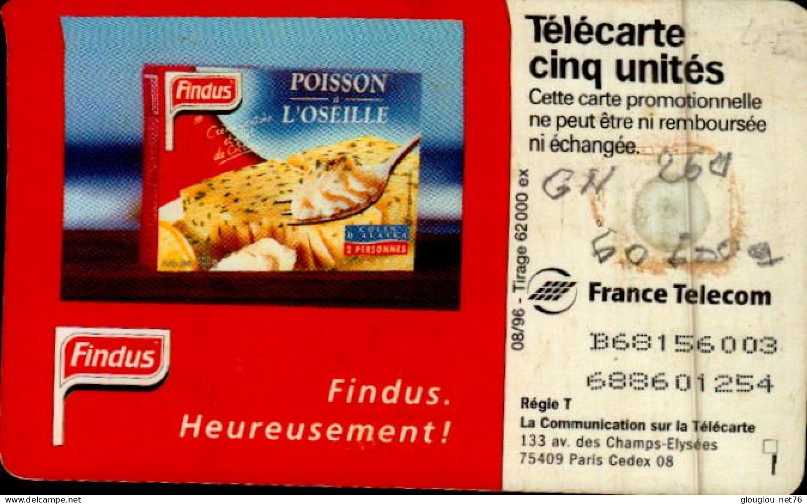 TELECARTE CINQ... FINDUS...POISSON A L'OSEILLE   ...PETIT TIRAGE - 5 Einheiten