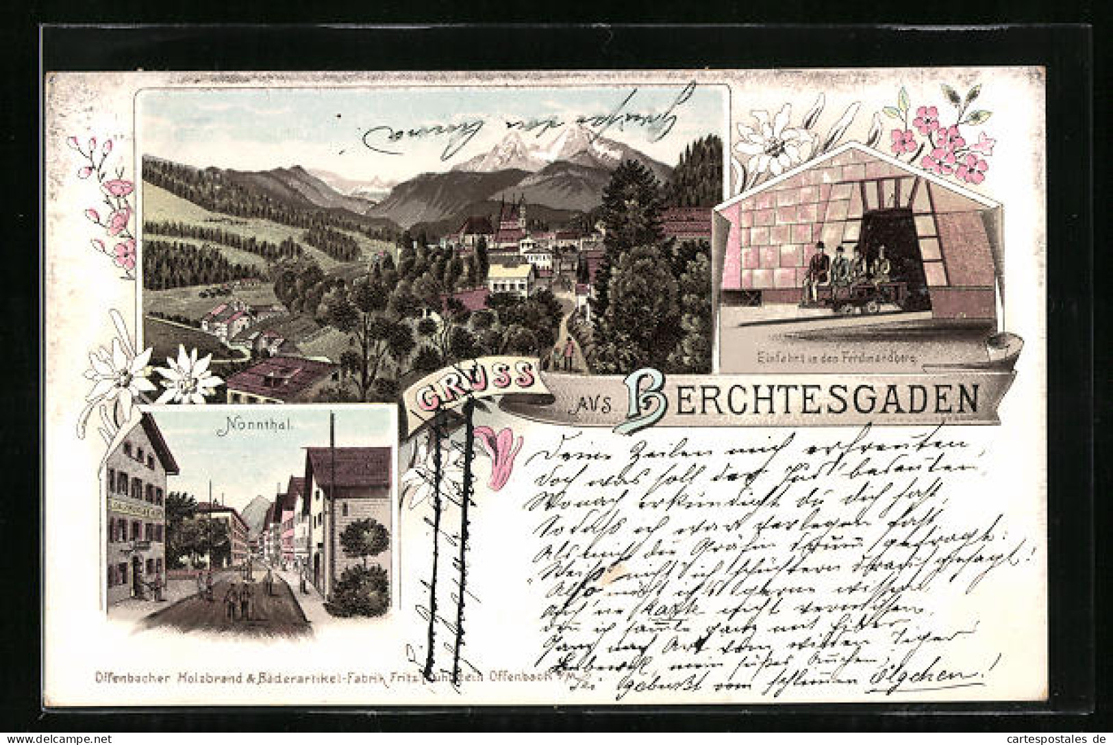 Lithographie Berchtesgaden, Einfahrt In Den Ferdinandberg Und Nonnthal  - Berchtesgaden