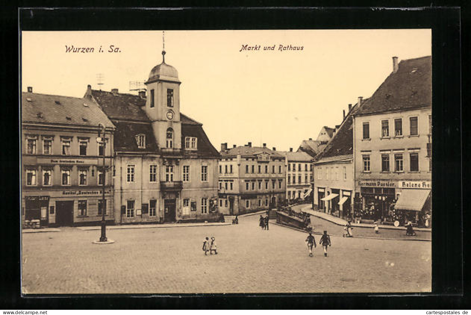 AK Wurzen I. Sa., Passanten Auf Dem Markt Vor Dem Rathaus  - Wurzen