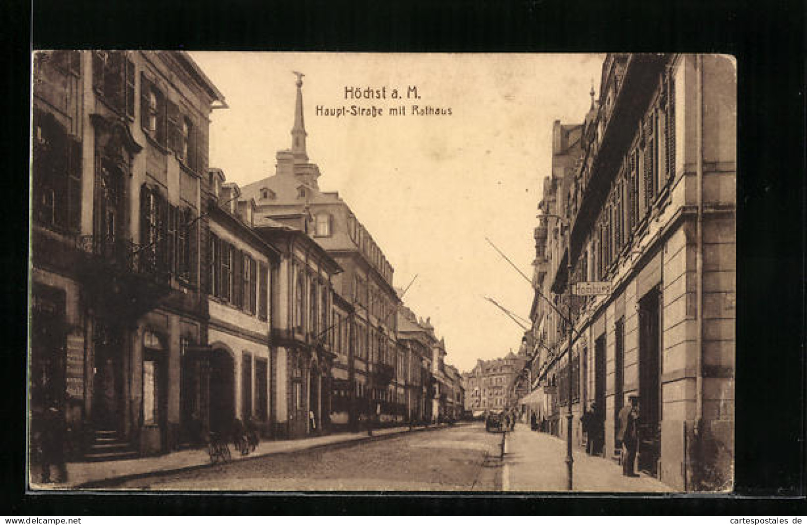 AK Höchst A. M., Haupt-Strasse Mit Rathaus  - Frankfurt A. Main