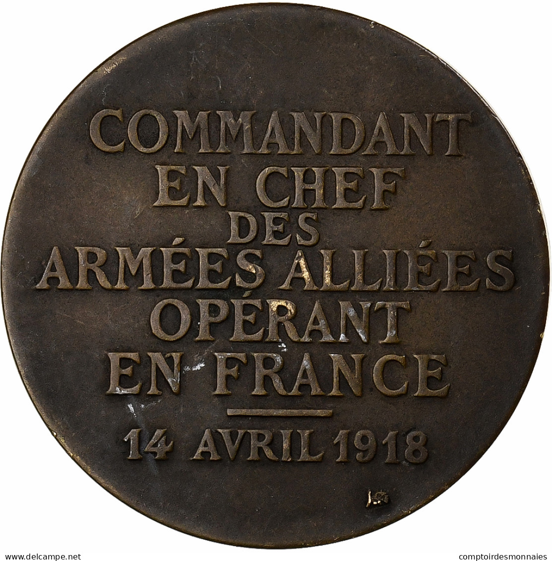 France, Médaille, Maréchal Foch, Commandant Des Armées, 1918, Bronze - Sonstige & Ohne Zuordnung