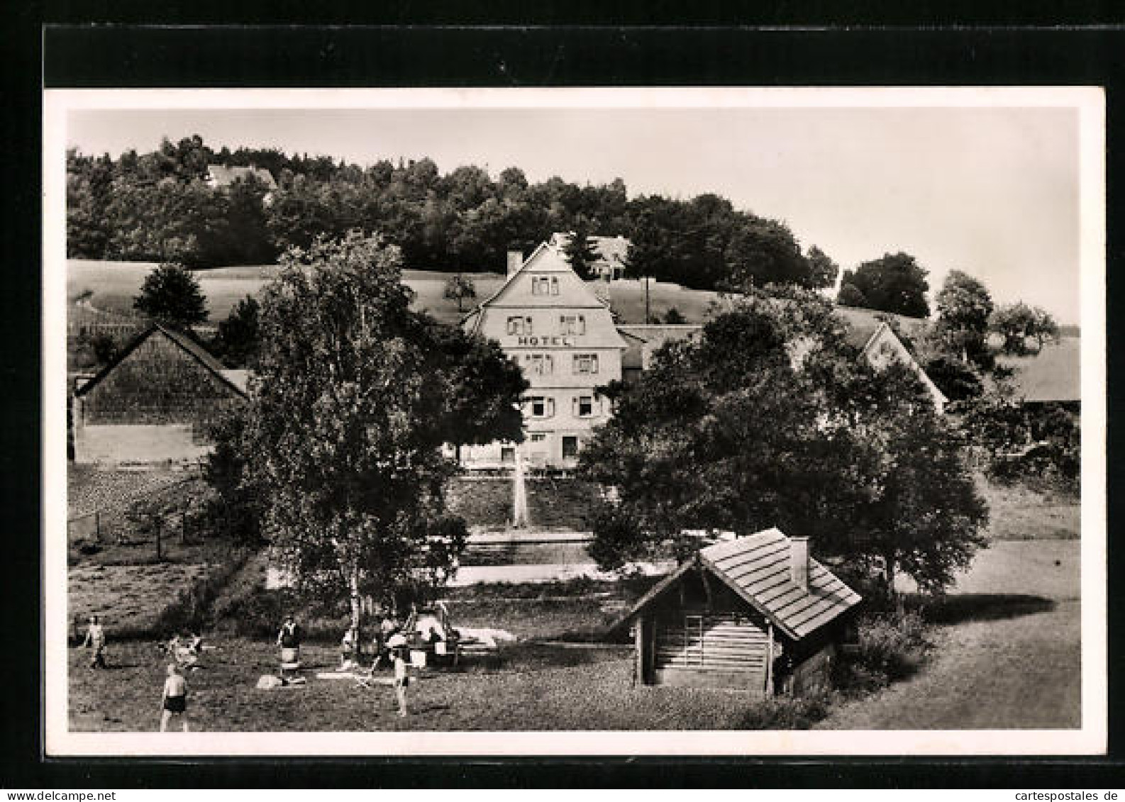 AK Gras-Ellenbach I. O., Hotel Siegfriedbrunnen Mit Springbrunnen  - Sonstige & Ohne Zuordnung