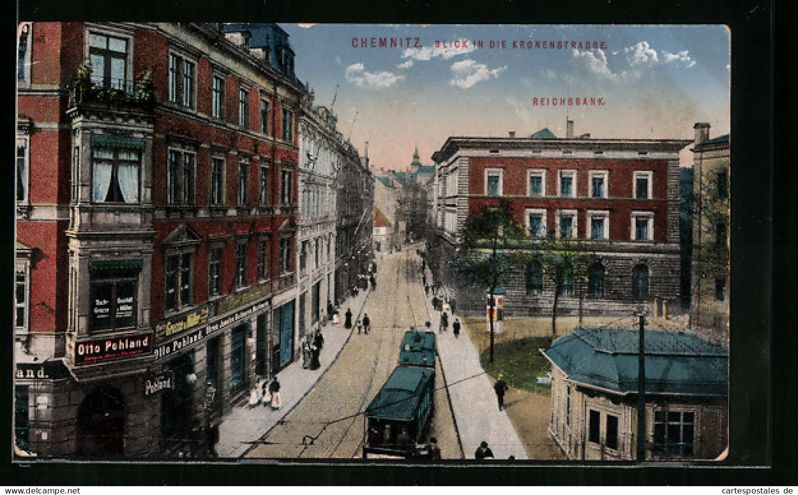 AK Chemnitz, Strassenabhn In Der Kronenstrasse Mit Blick Zur Reichsbank, Strassenbahn  - Tram