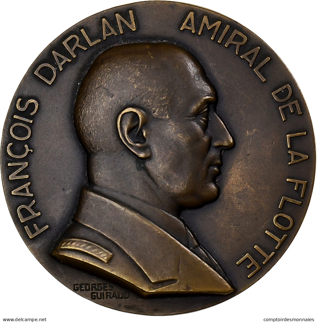 France, Médaille, François Darlan, Amiral De La Flotte, Bronze, Guiraud, SPL - Other & Unclassified