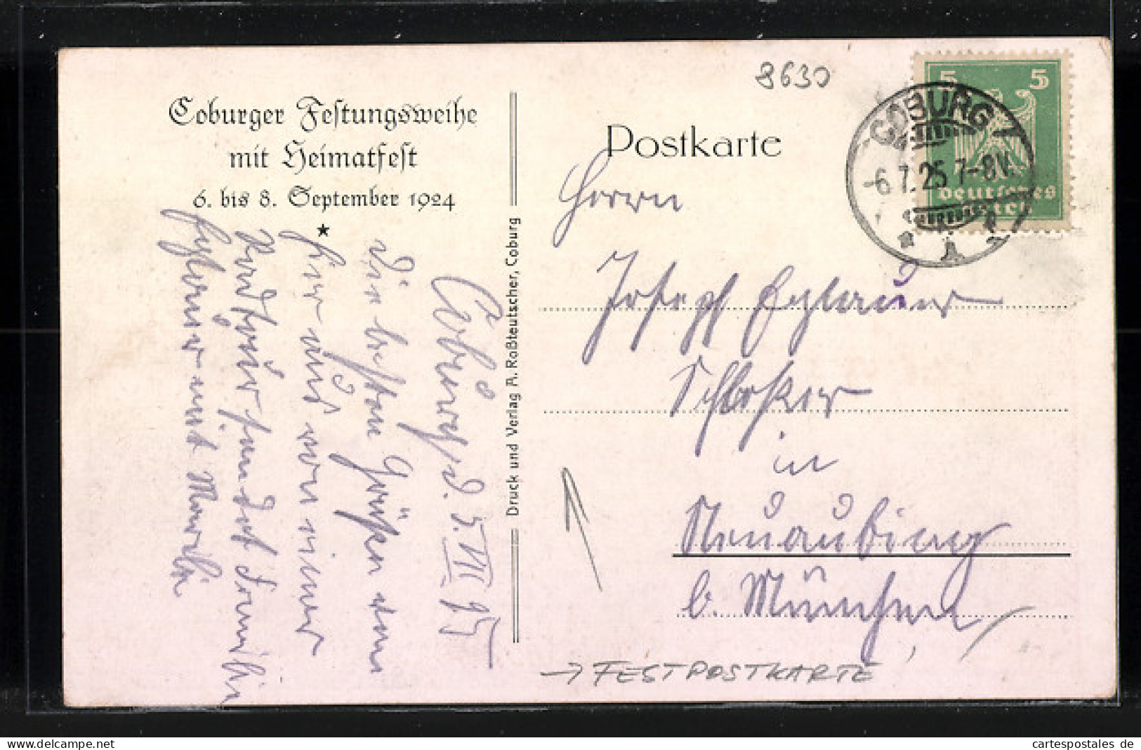 Künstler-AK Coburg, Festpostkarte Zur Coburger Festungsweihe, 6. Bis 8. Sept. 1924  - Coburg