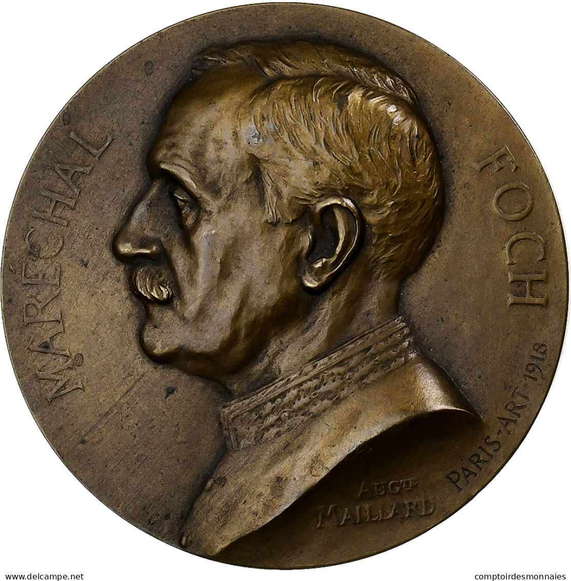 France, Médaille, F. Foch, Maréchal De France, 1918, Bronze, Aug.Maillard - Sonstige & Ohne Zuordnung