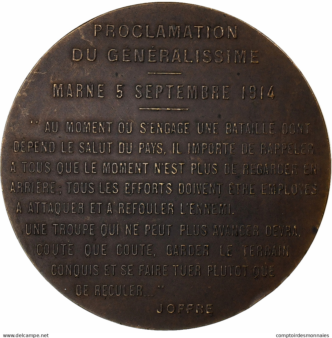 France, Médaille, Joffre, Maréchal De France, 1914, Bronze, Robert-Mérignac - Other & Unclassified