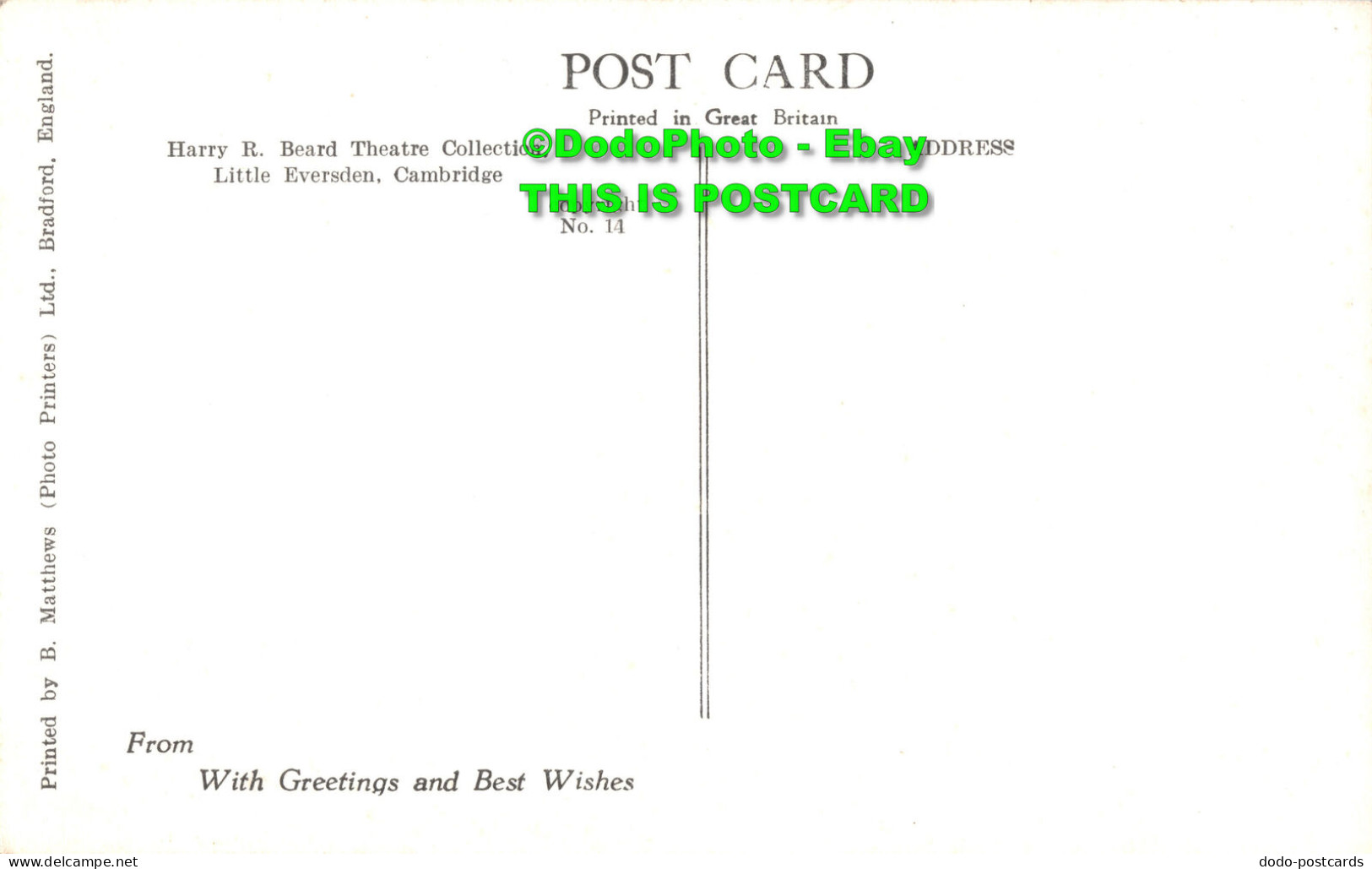 R452662 Harry R. Beard Theatre Collection. Little Eversden. Cambridge. No. 14. E - Wereld