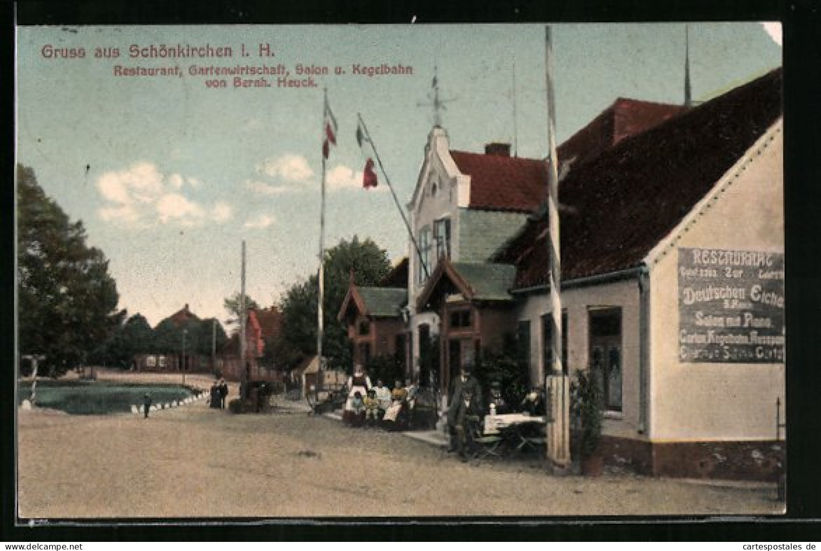 AK Schönkirchen I. H., Restaurant Zur Deutschen Eiche Mit Kegelbahn Von Bernh. Heuck  - Other & Unclassified