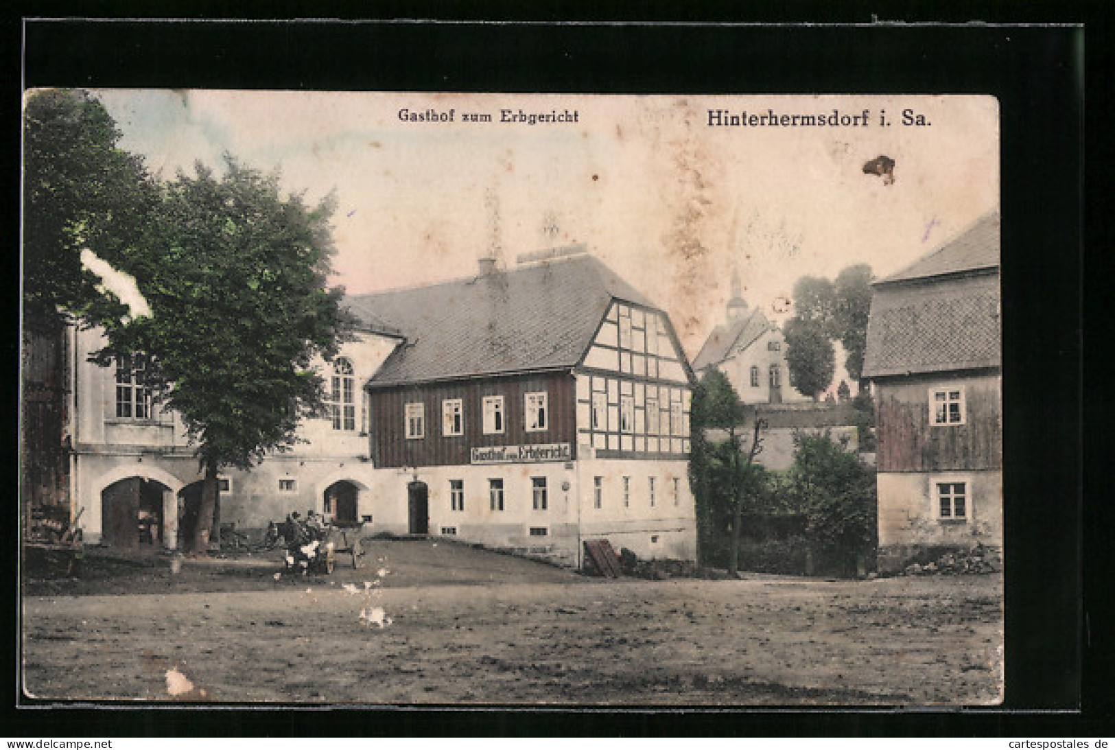 AK Hinterhermsdorf I. Sa., Gasthof Zum Erbgericht  - Hinterhermsdorf