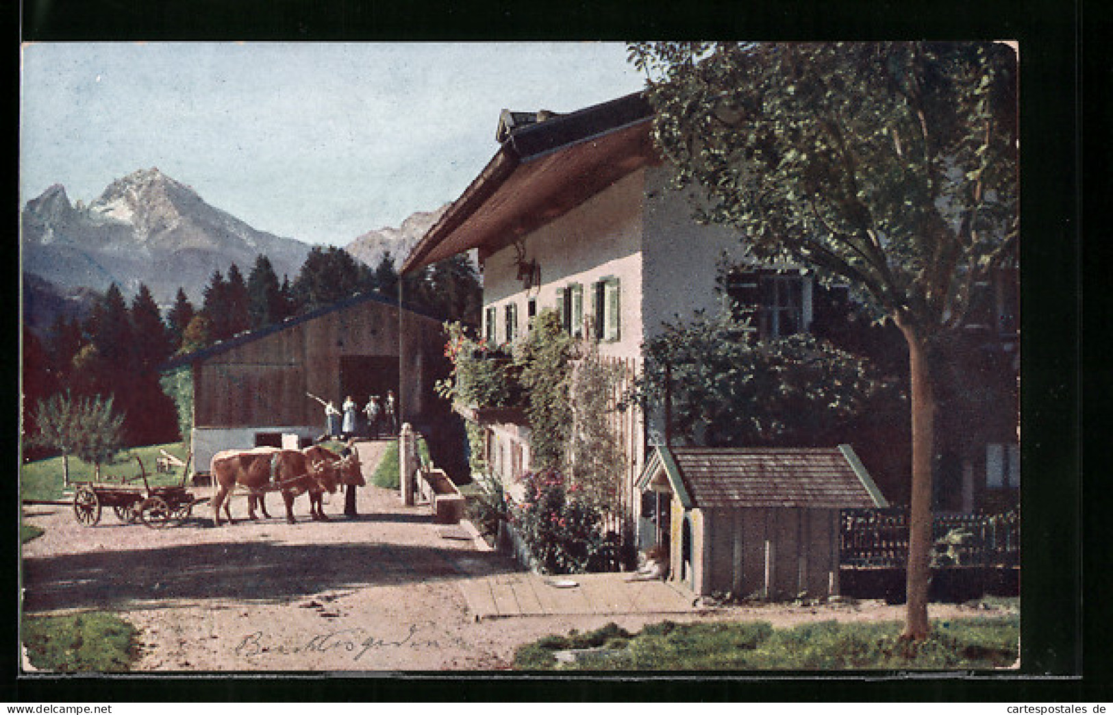 AK Berchtesgaden, Gut Koppenleiten In Der Au, Blick Auf Den Watzmann  - Berchtesgaden