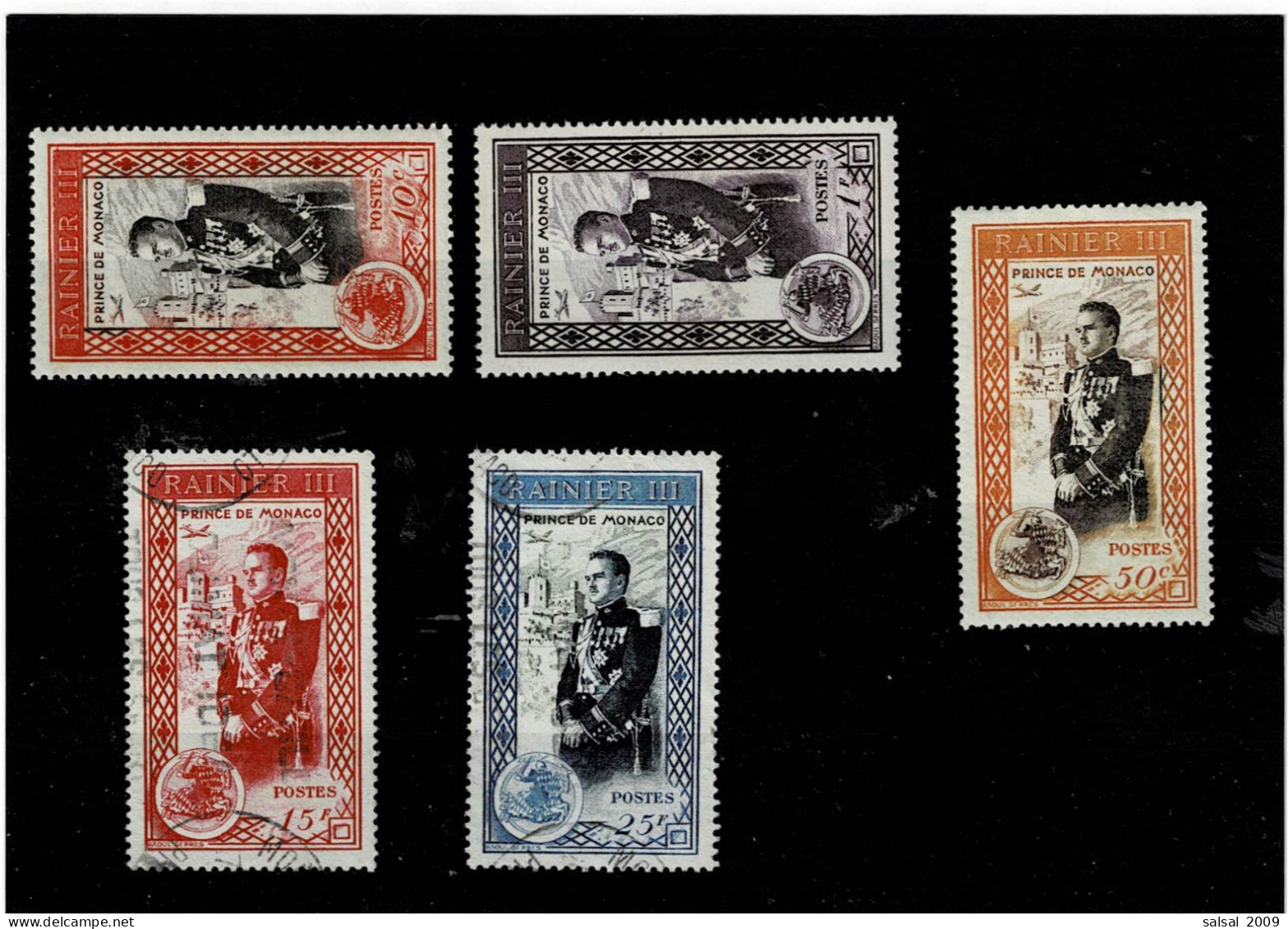 MONACO ,"Avvento Al Trono" ,3 Pezzi MNH + 2 Pezzi Usati ,qualita Ottima - Unused Stamps