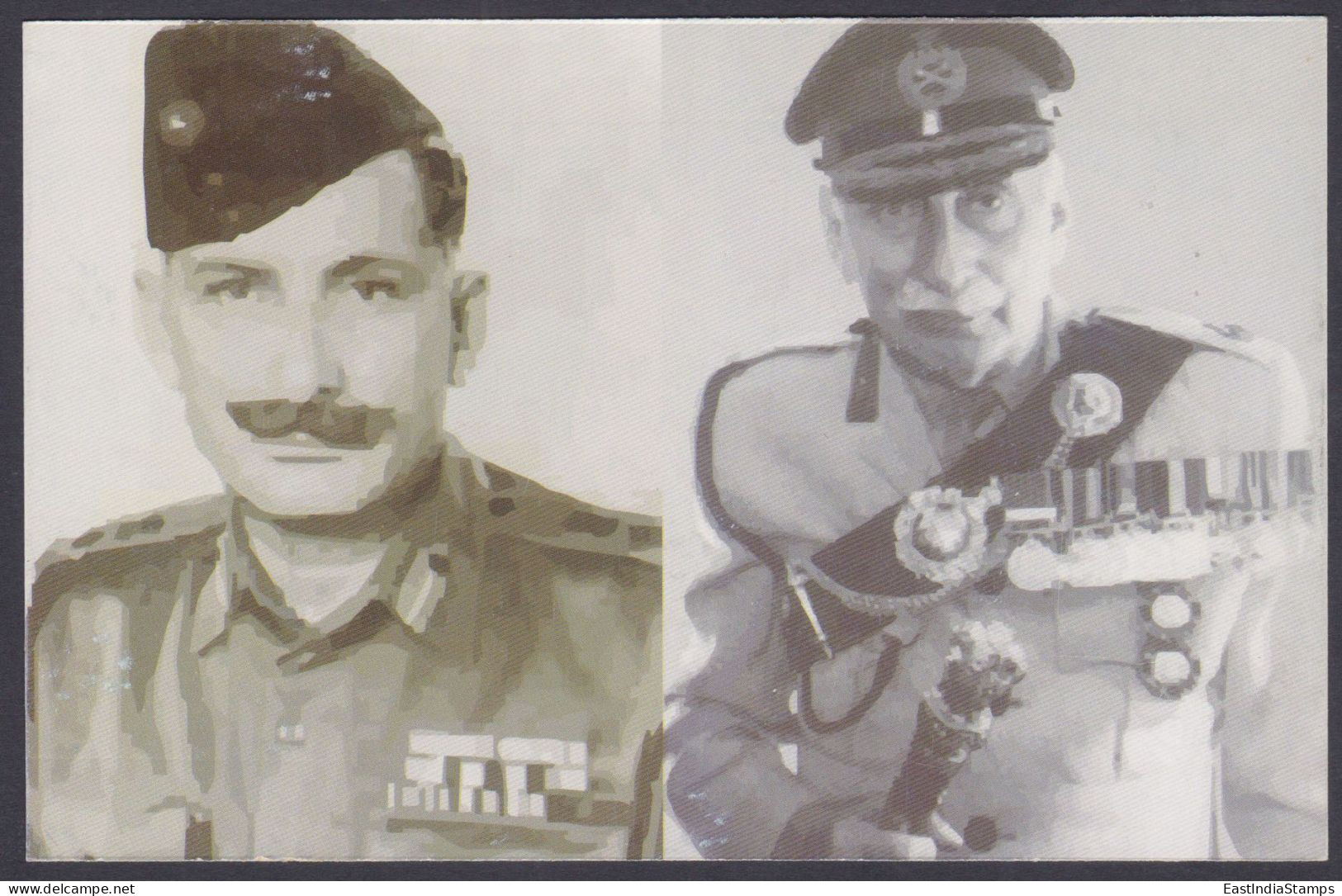 Inde India Mint Unused Postcard Field Marshal Sam Manekshaw, Military, Militaria, Army, Soldier, General, Medals - India