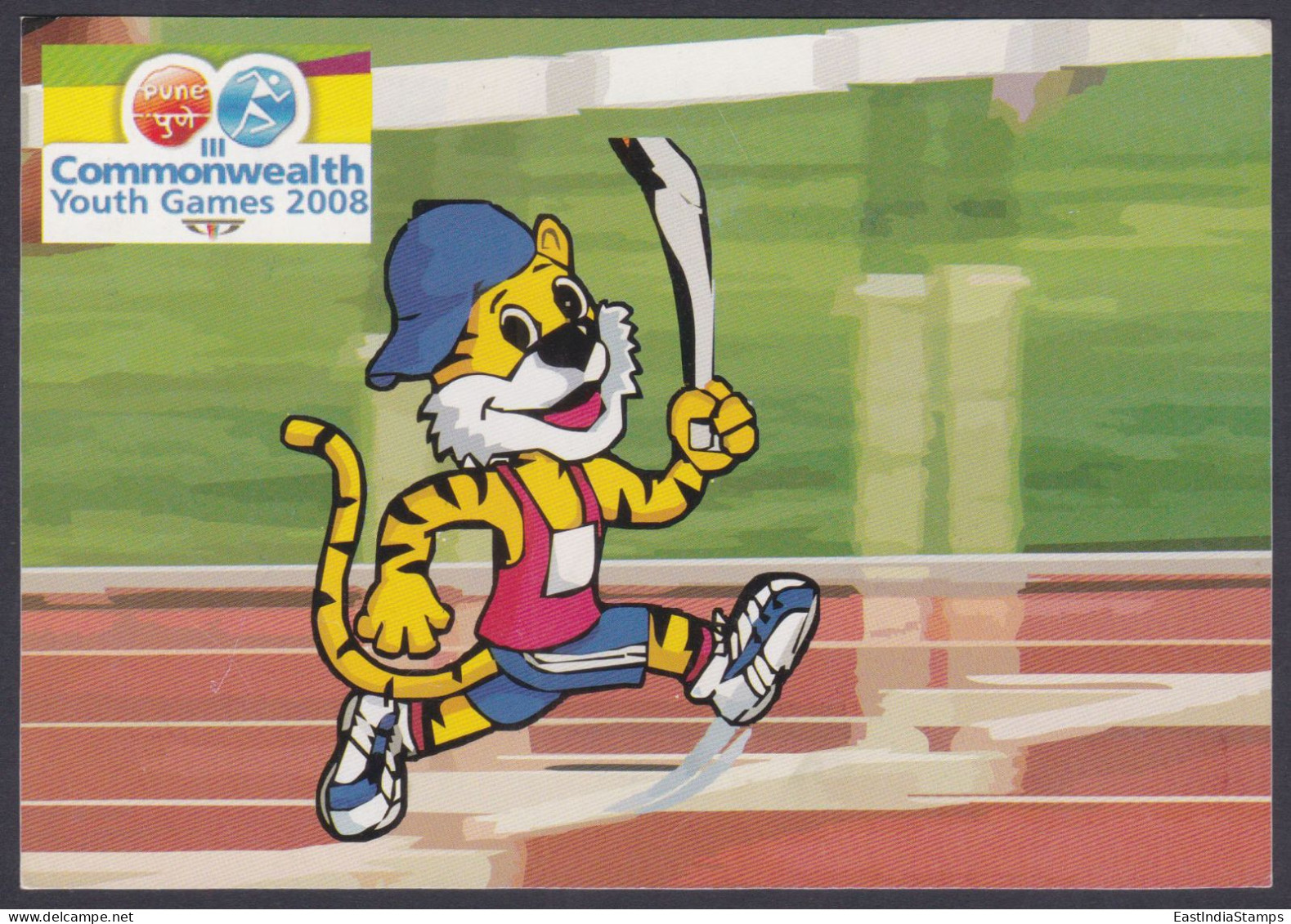 Inde India 2008 Mint Unused Postcard Youth Commonwealth Games, Tiger, Mascot, Athletics, Sport, Sports - India