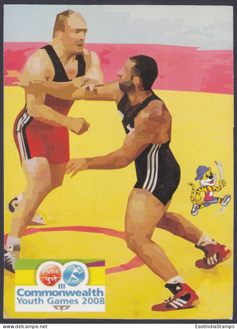 Inde India 2008 Mint Unused Postcard Youth Commonwealth Games, Men's Wrestling, Wrestle, Sport, Sports - India