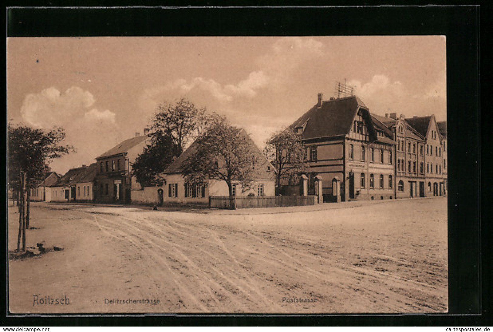 AK Roitzsch, Delitzscherstrasse, Ecke Poststrasse  - Delitzsch