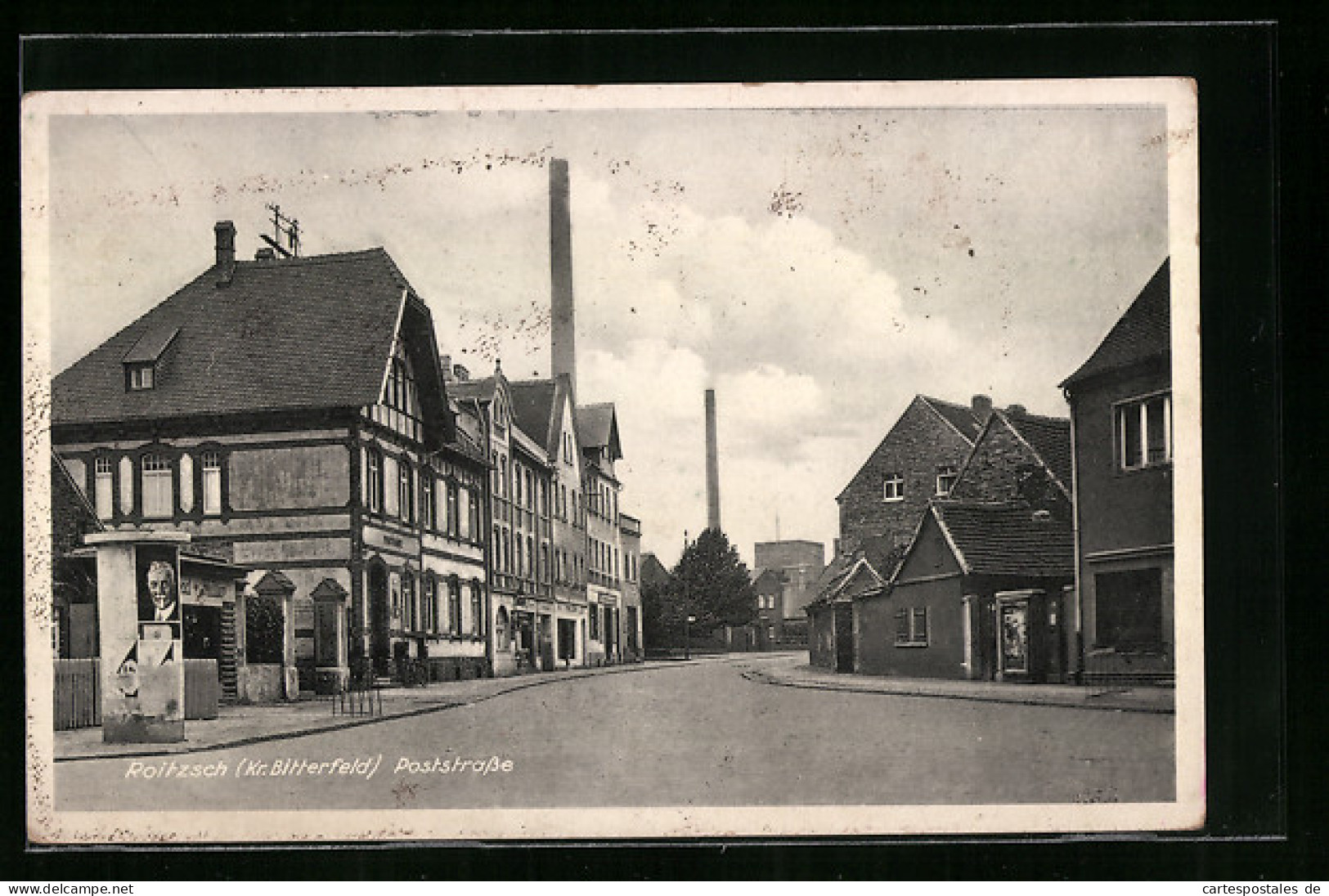 AK Roitzsch B. Bitterfeld, Litfasssäule In Der Poststrasse  - Bitterfeld