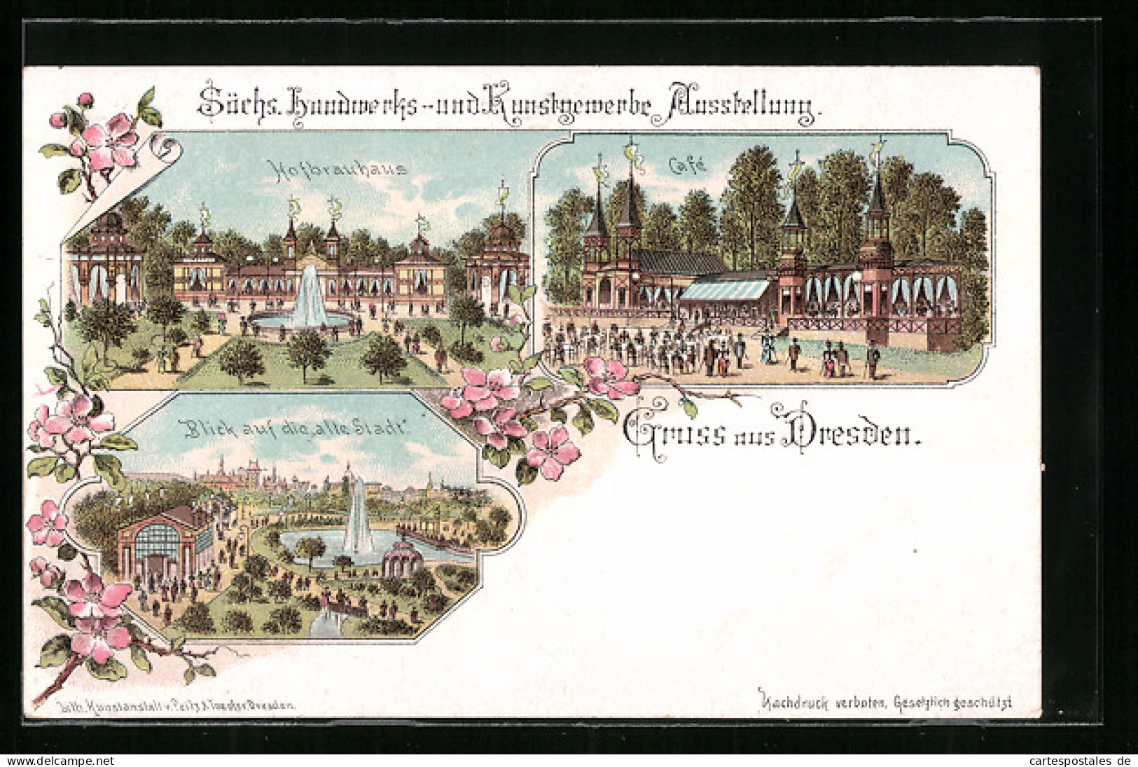 Lithographie Dresden, Sächs. Handwerks- Und Kunsgewerbe Ausstellung, Hofbrauhaus, Café  - Expositions