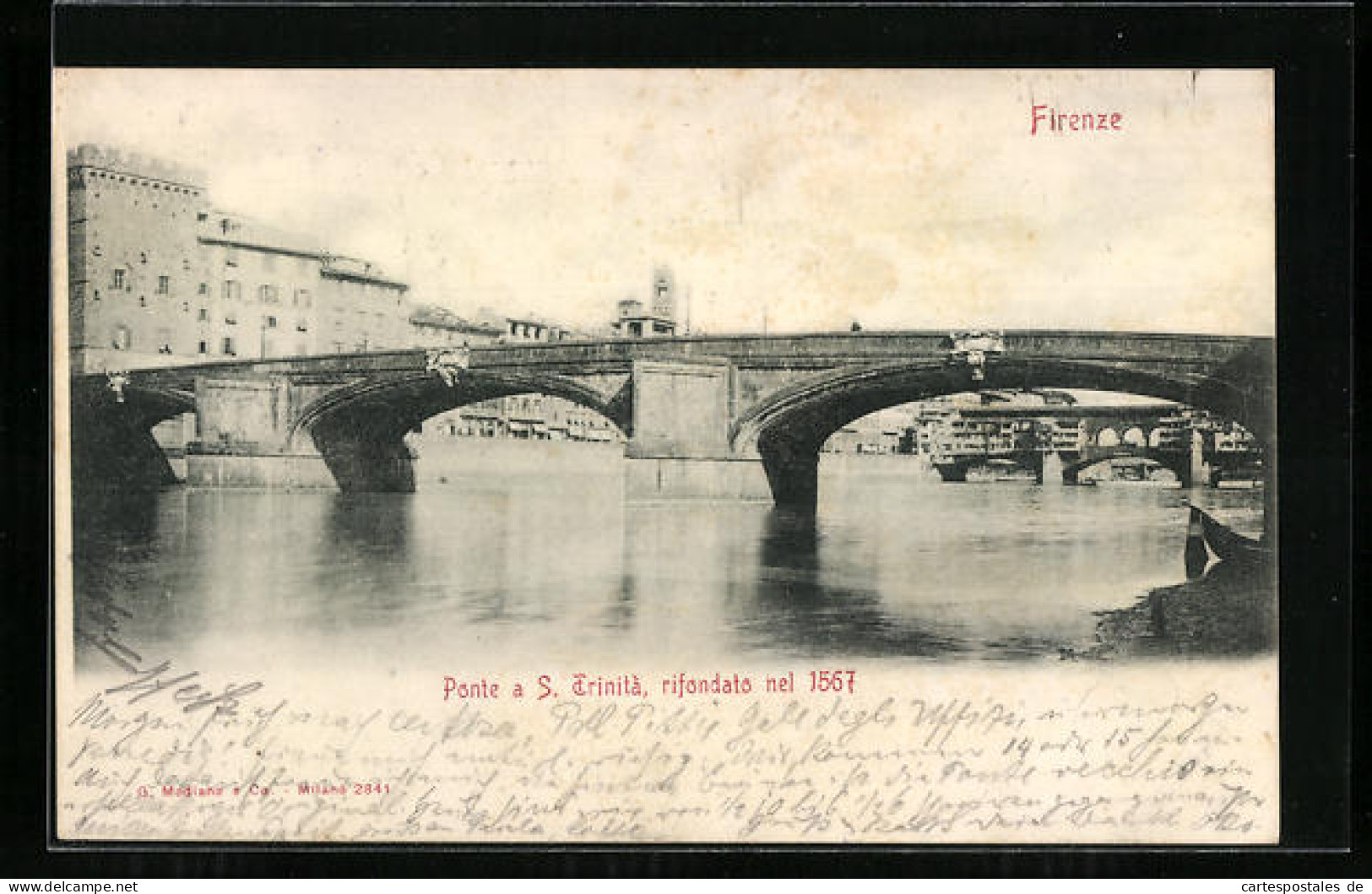 Cartolina Firenze, Ponte A S. Trinita, Rifondato Nel 1567  - Firenze (Florence)