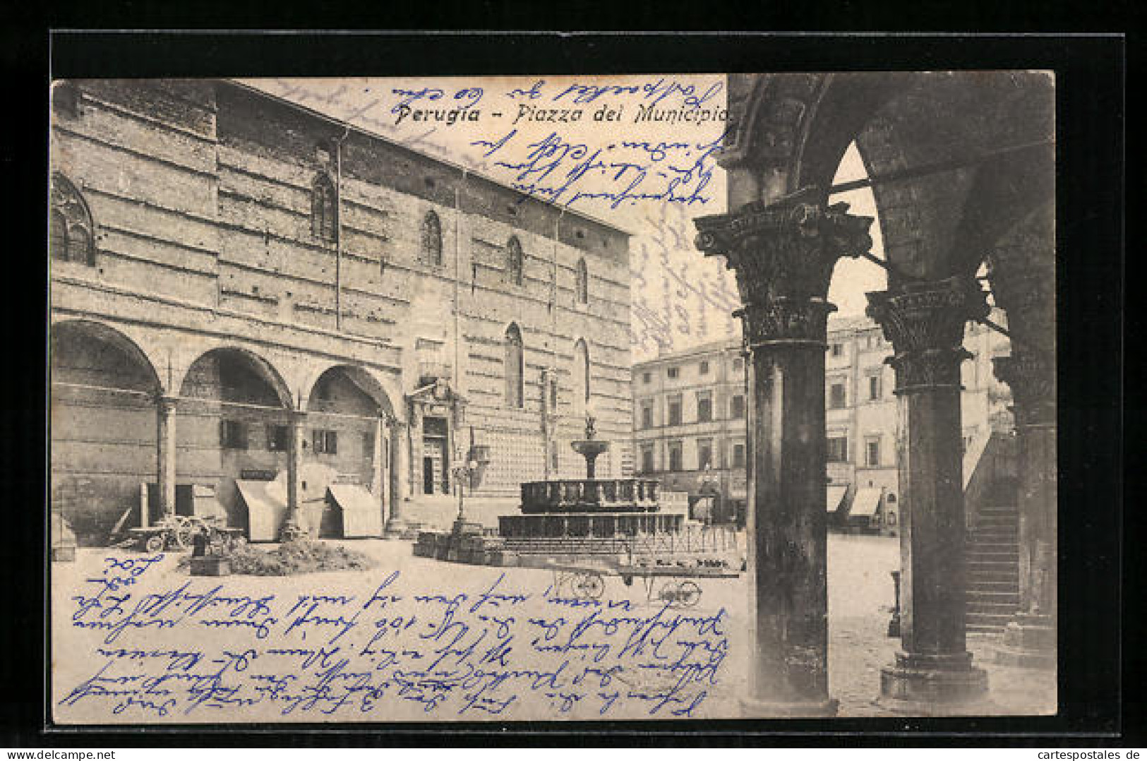 Cartolina Perugia, Piazza Del Municipal  - Perugia