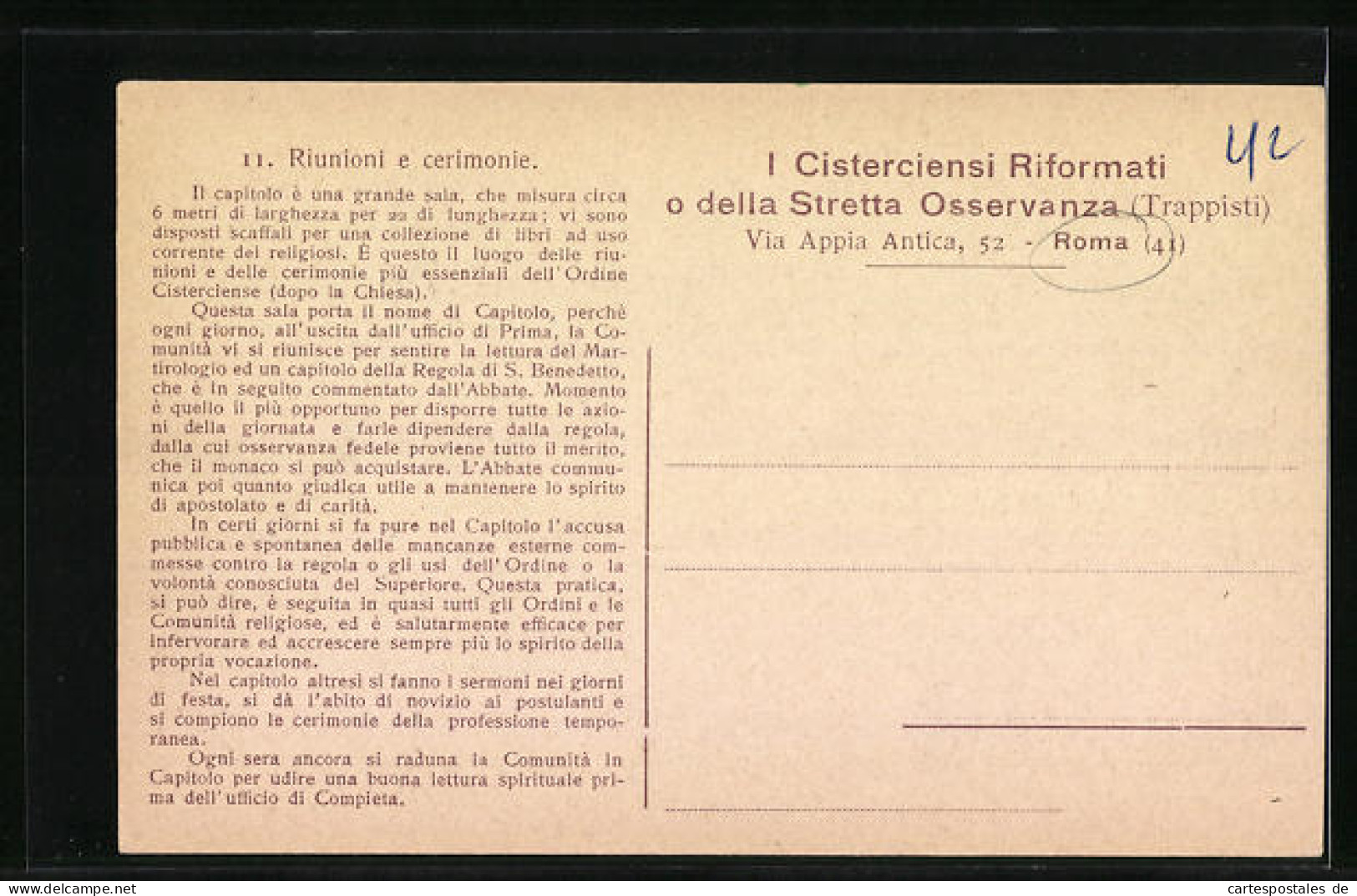 Cartolina Roma, Abbazia Di N. S. Delle Catacombe, II Capitolo  - Autres & Non Classés