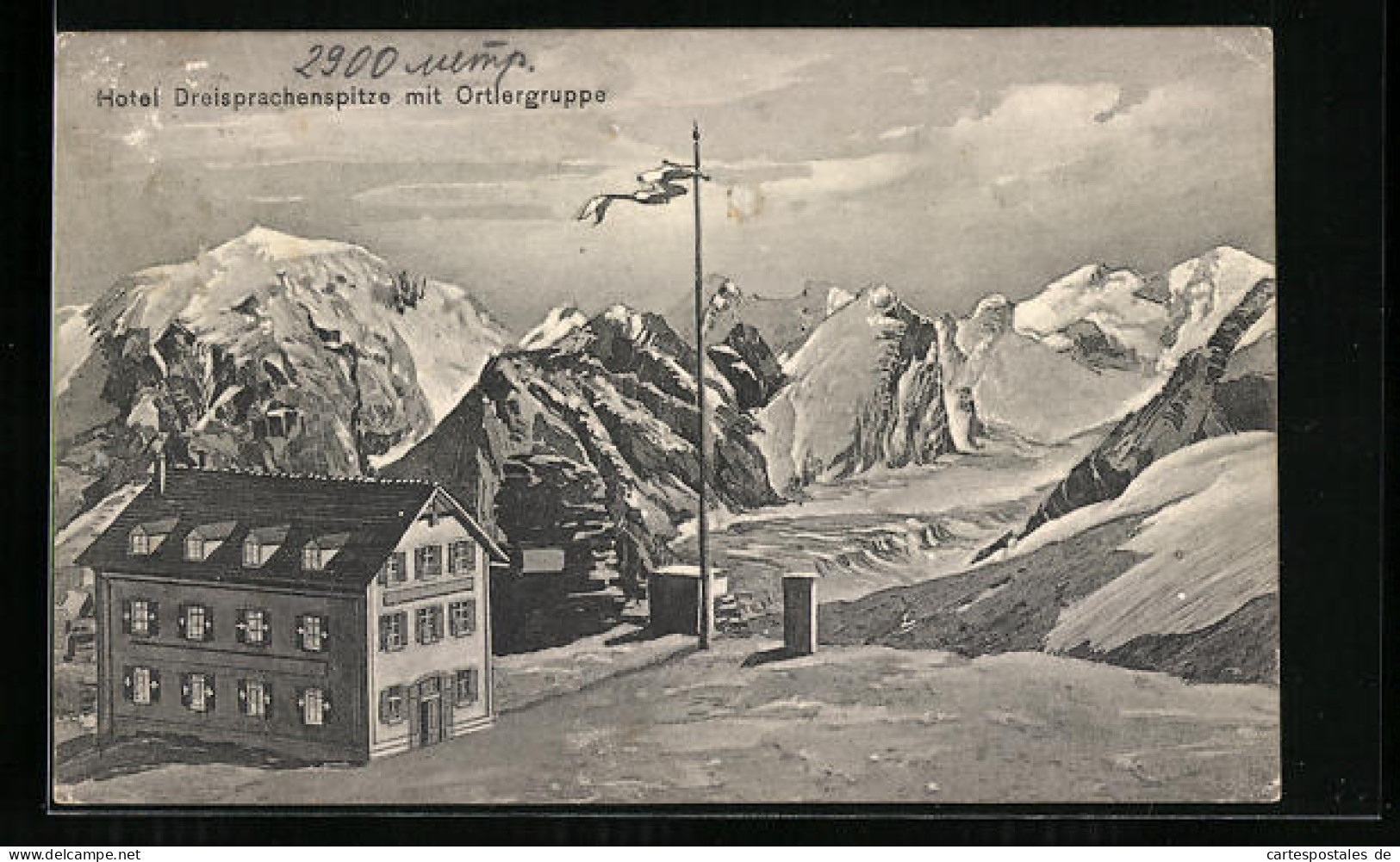 Cartolina Dreisprachenspitze, Hotel Mit Ortlergruppe  - Other & Unclassified