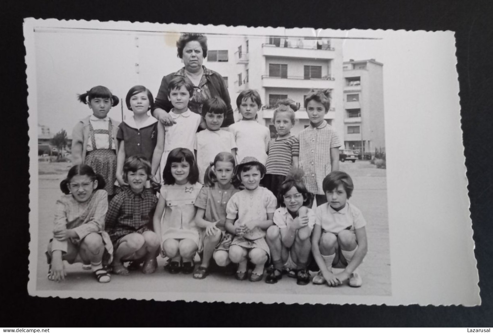 #21   Photo Noir Et Blanc Garçon Fille Photo D’école Photo De Groupe / Boy Girl School Photo Group Photo - Personnes Anonymes