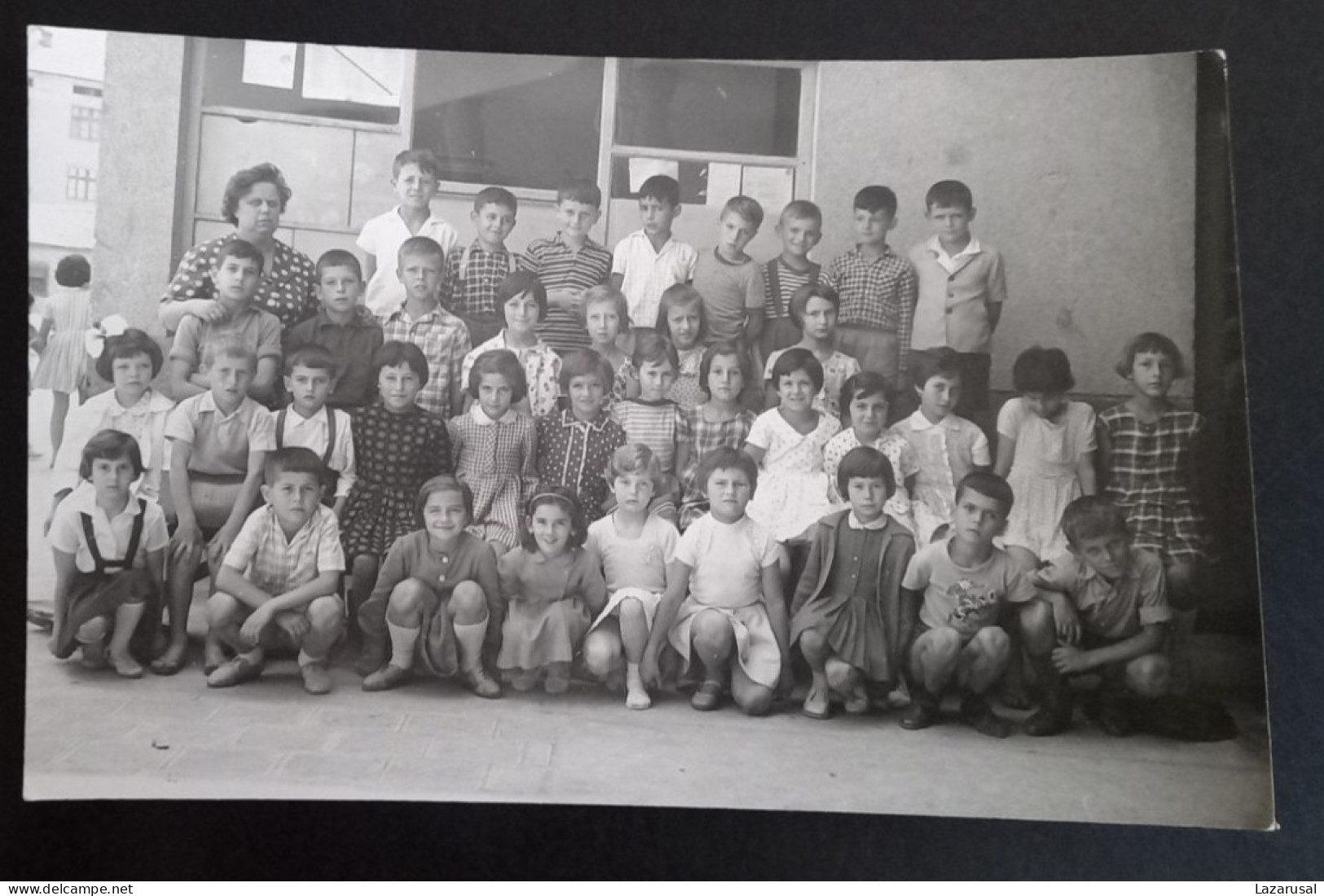 #21   Photo Noir Et Blanc Garçon Fille Photo D’école Photo De Groupe / Boy Girl School Photo Group Photo - Personnes Anonymes