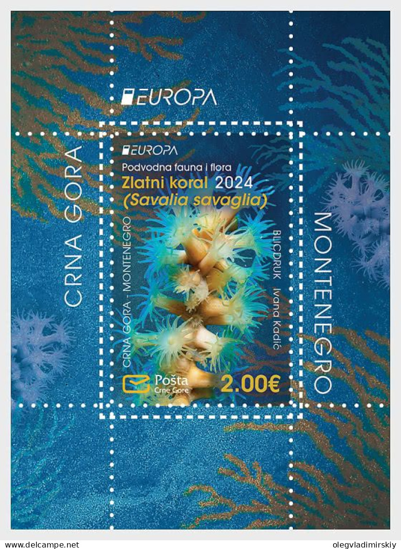 Montenegro 2024 Europa CEPT Underwater Fauna & Flora Gold Coral Block MNH - Montenegro