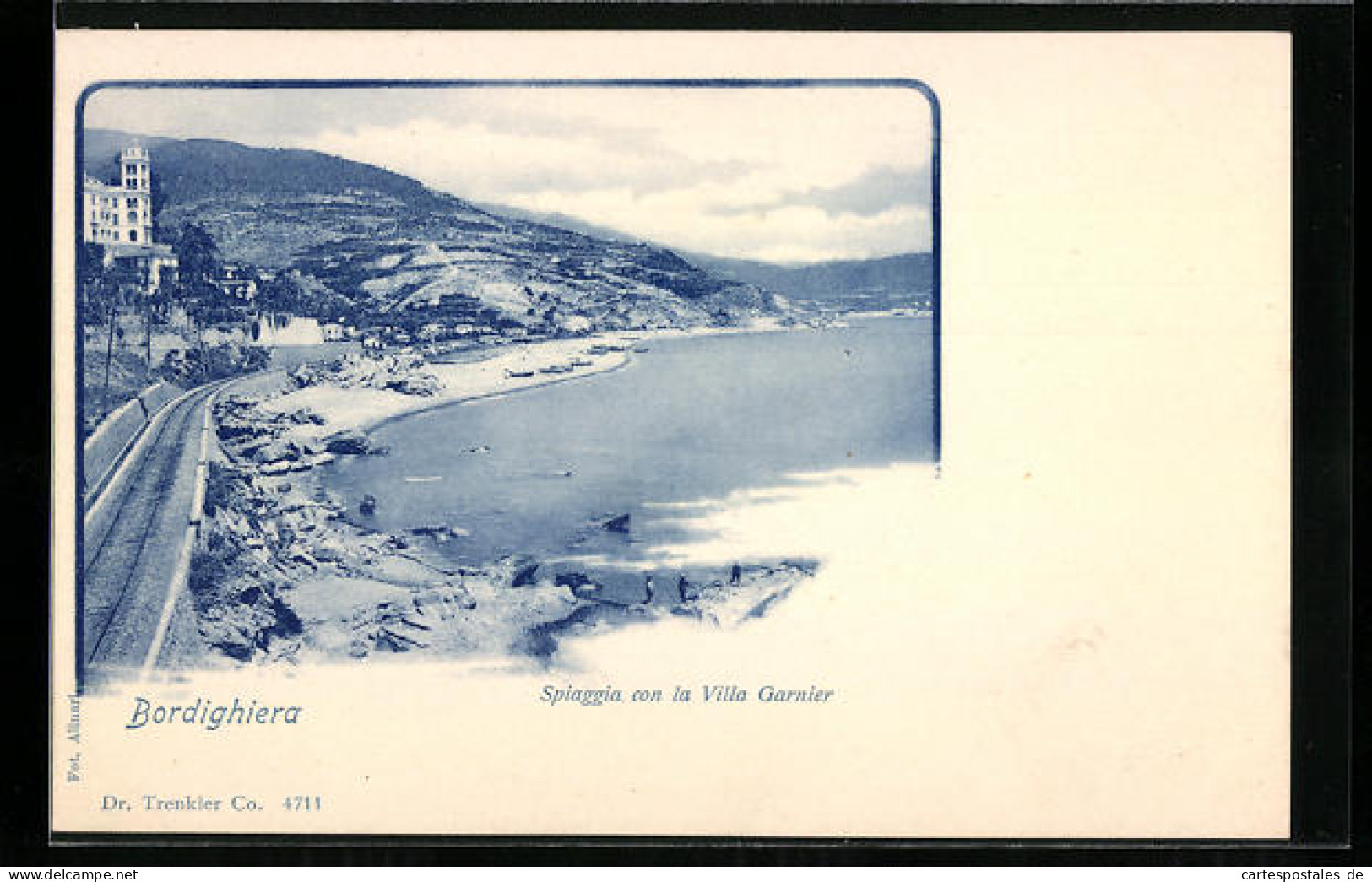 Cartolina Bordighera, Spiaggia Con La Villa Garnier  - Other & Unclassified