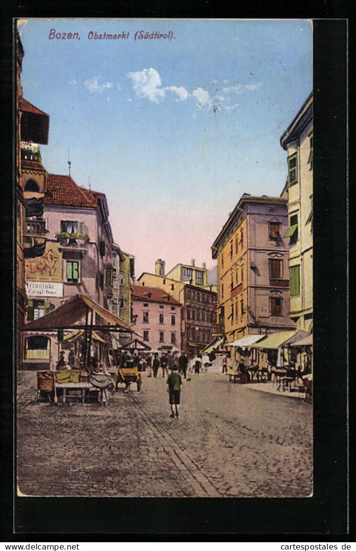 Cartolina Bozen, Verkaufsstände Auf Dem Obstmarkt  - Bolzano (Bozen)