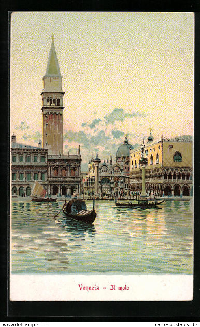 Lithographie Venezia, Il Molo  - Venetië (Venice)