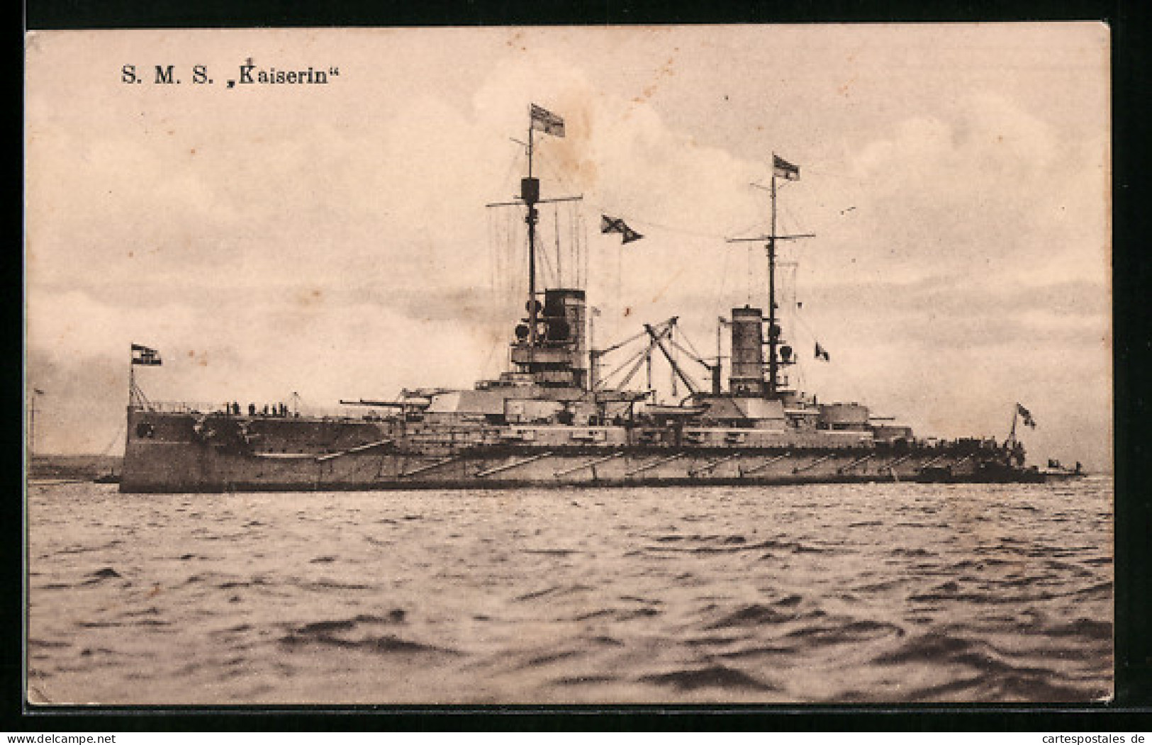 AK Kriegsschiff SMS Kaiserin Am Liegeplatz  - Warships