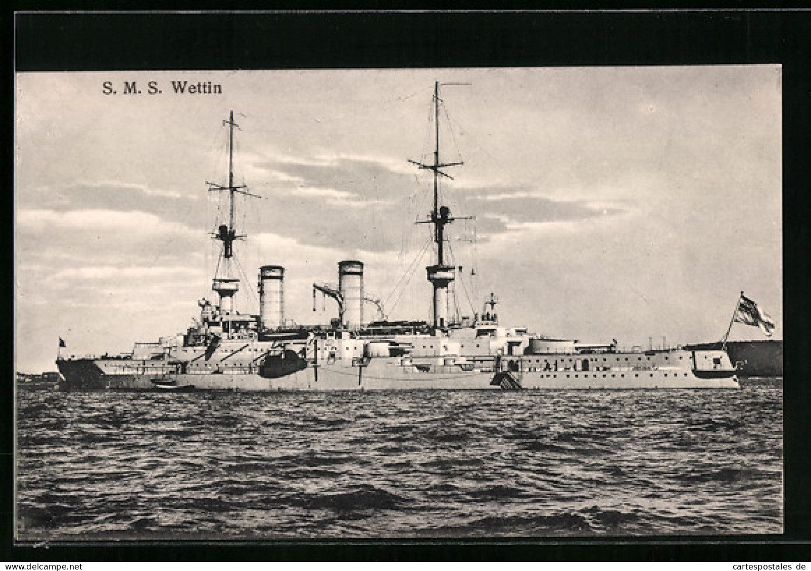 AK Kriegsschiff SMS Wettin An Seinem Liegeplatz  - Warships